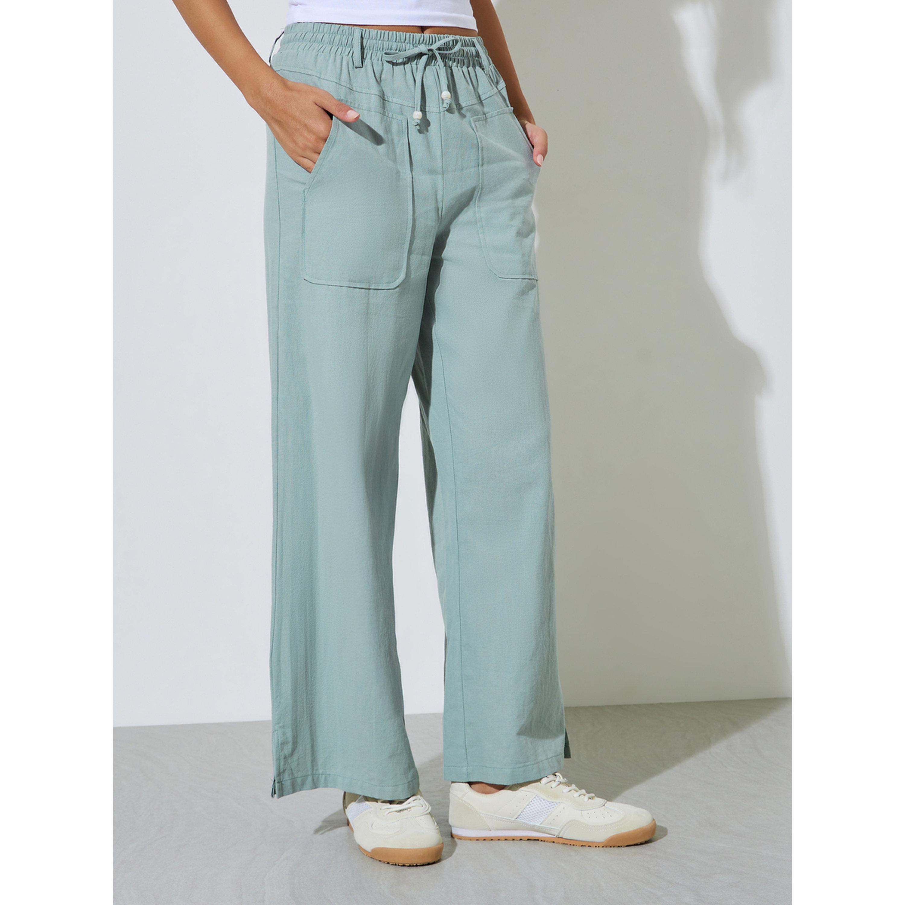 Take Two Green Wide-Leg Trousers-women-clothing-joggers-image-1