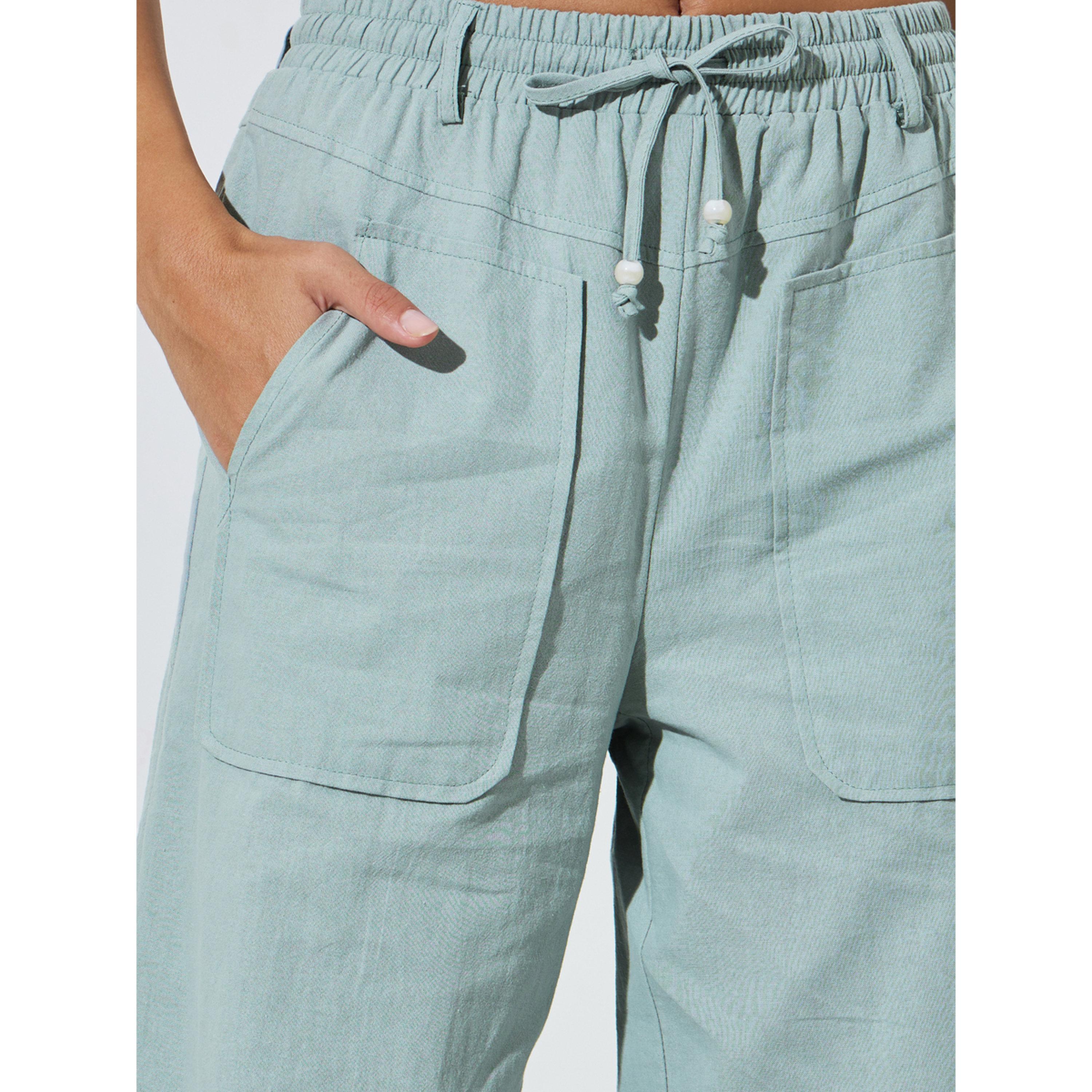 بنطال أخضر بأرجل واسعة-women-clothing-joggers-image-3