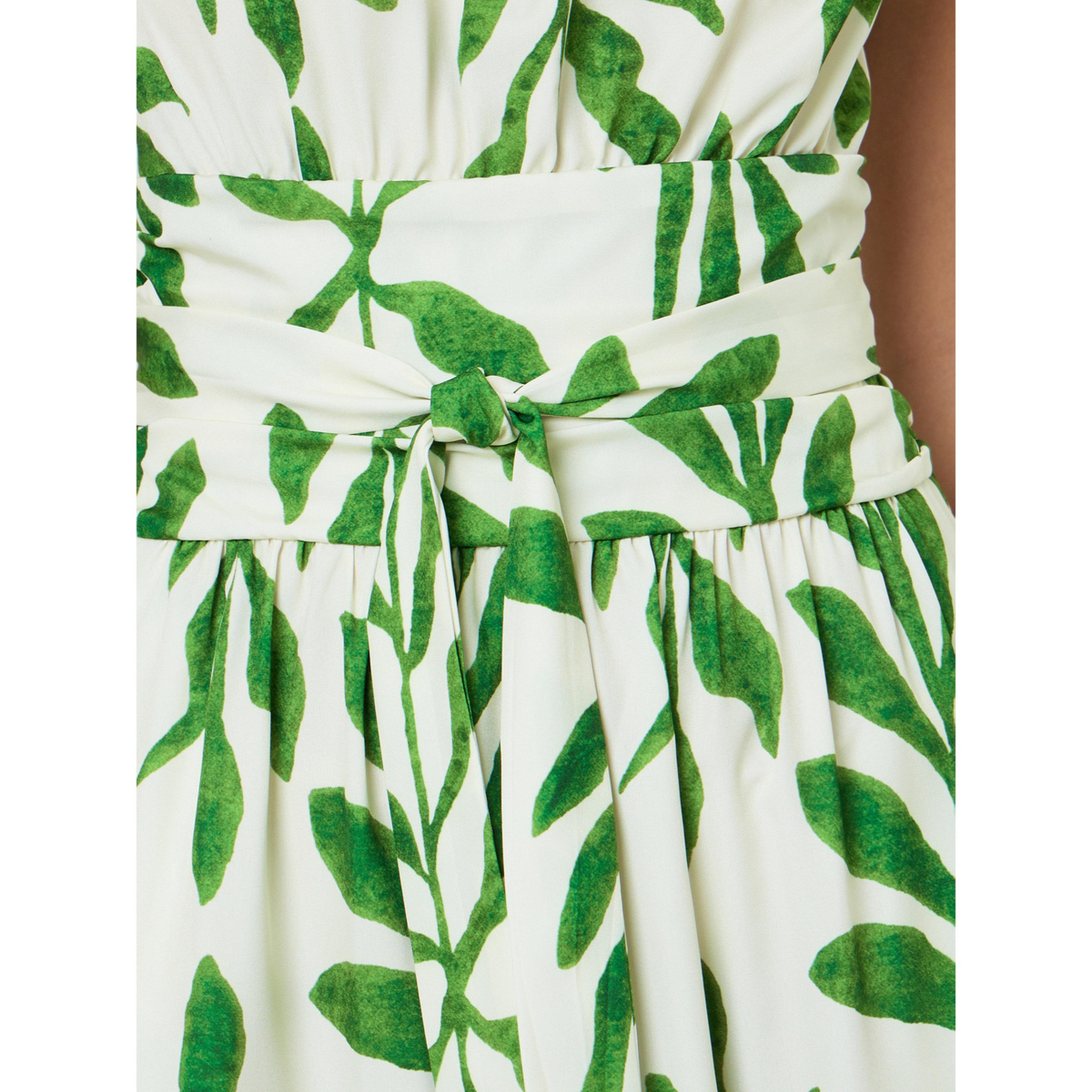 تيك تو فستان ميدي متعدد الألوان بطبعة أوراق وبلا أكمام وقصة A-women-clothing-dresses-image-5