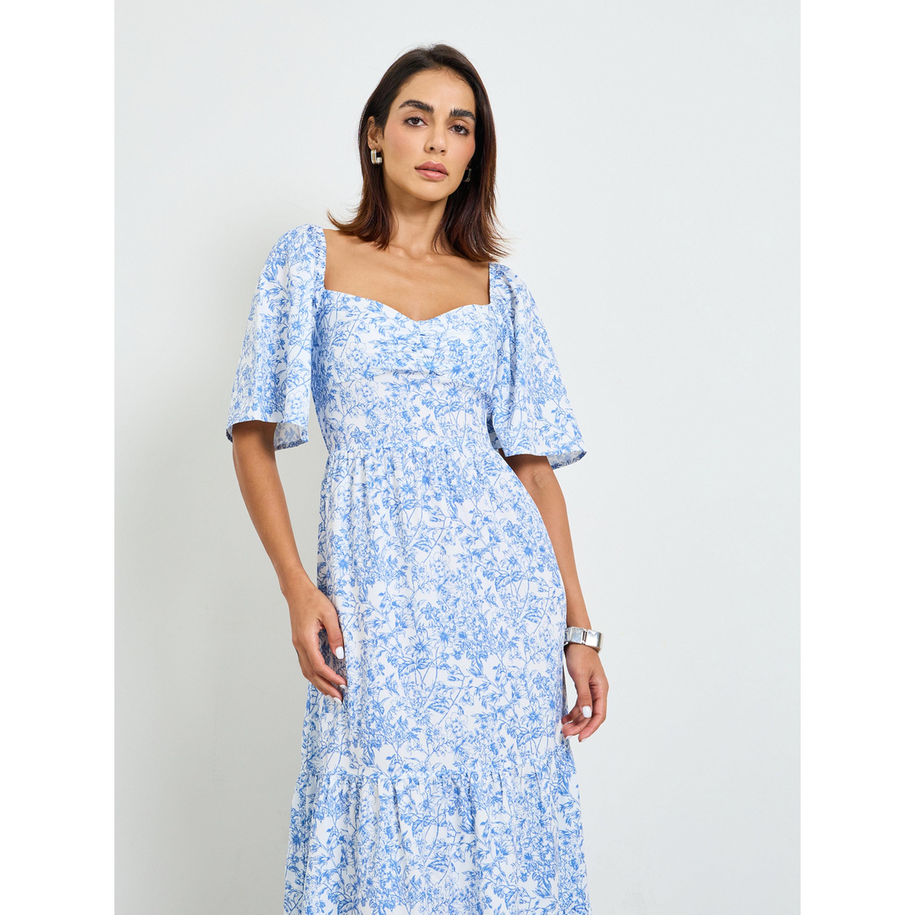 Take Two Floral Midi Tiered Dress with Short Sleeves-women-clothing-dresses-image-2