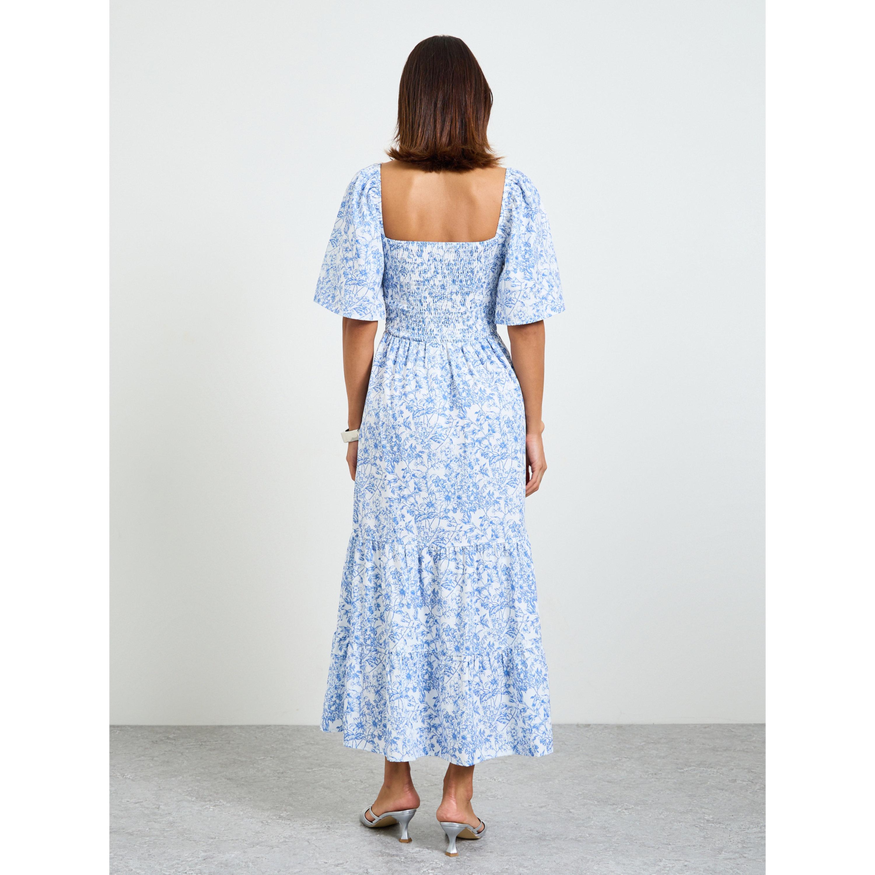Take Two Floral Midi Tiered Dress with Short Sleeves-women-clothing-dresses-image-4