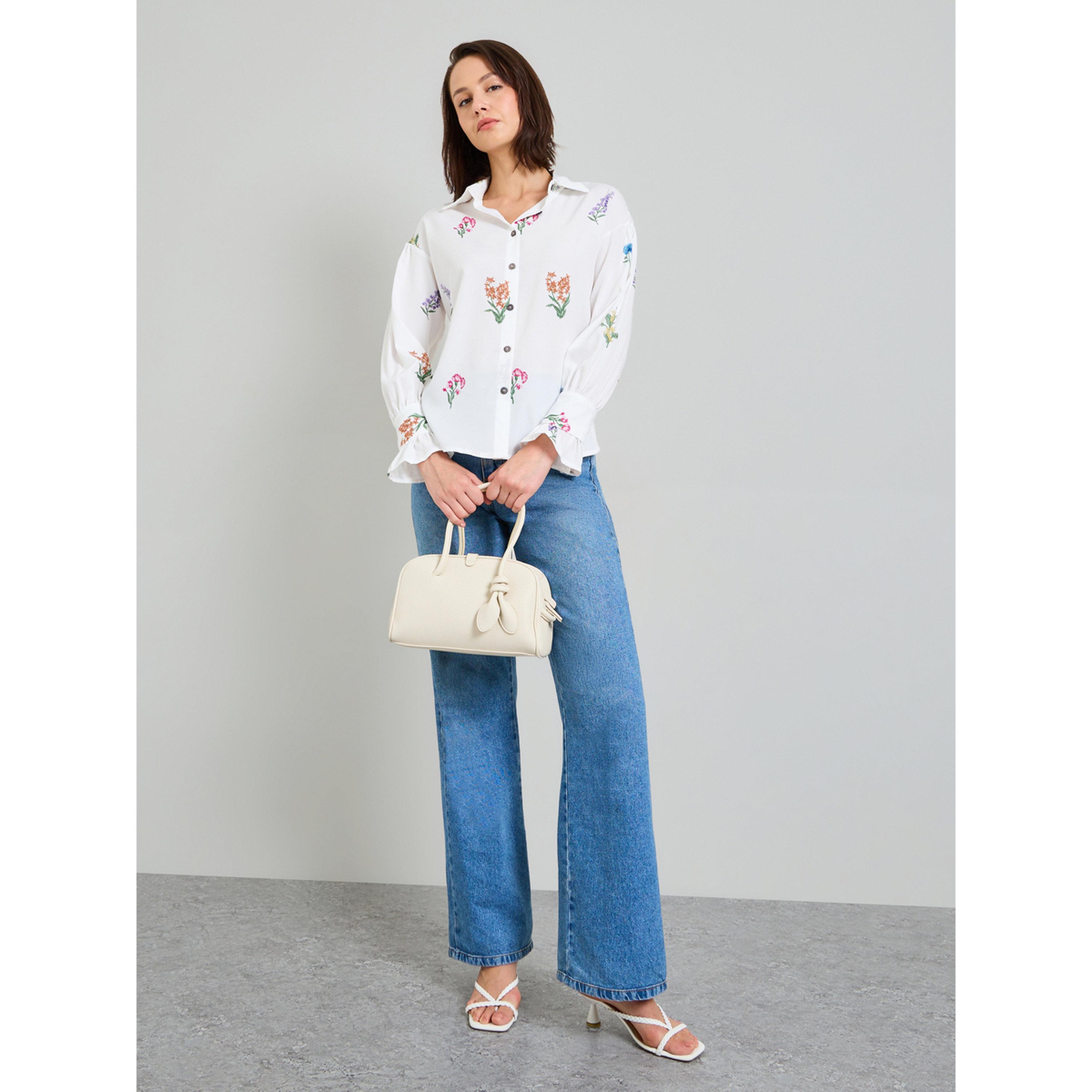 Take Two White Floral Embroidered Ruffle Cuff Blouse-women-clothing-shirtsandblouses-blouses-image-2