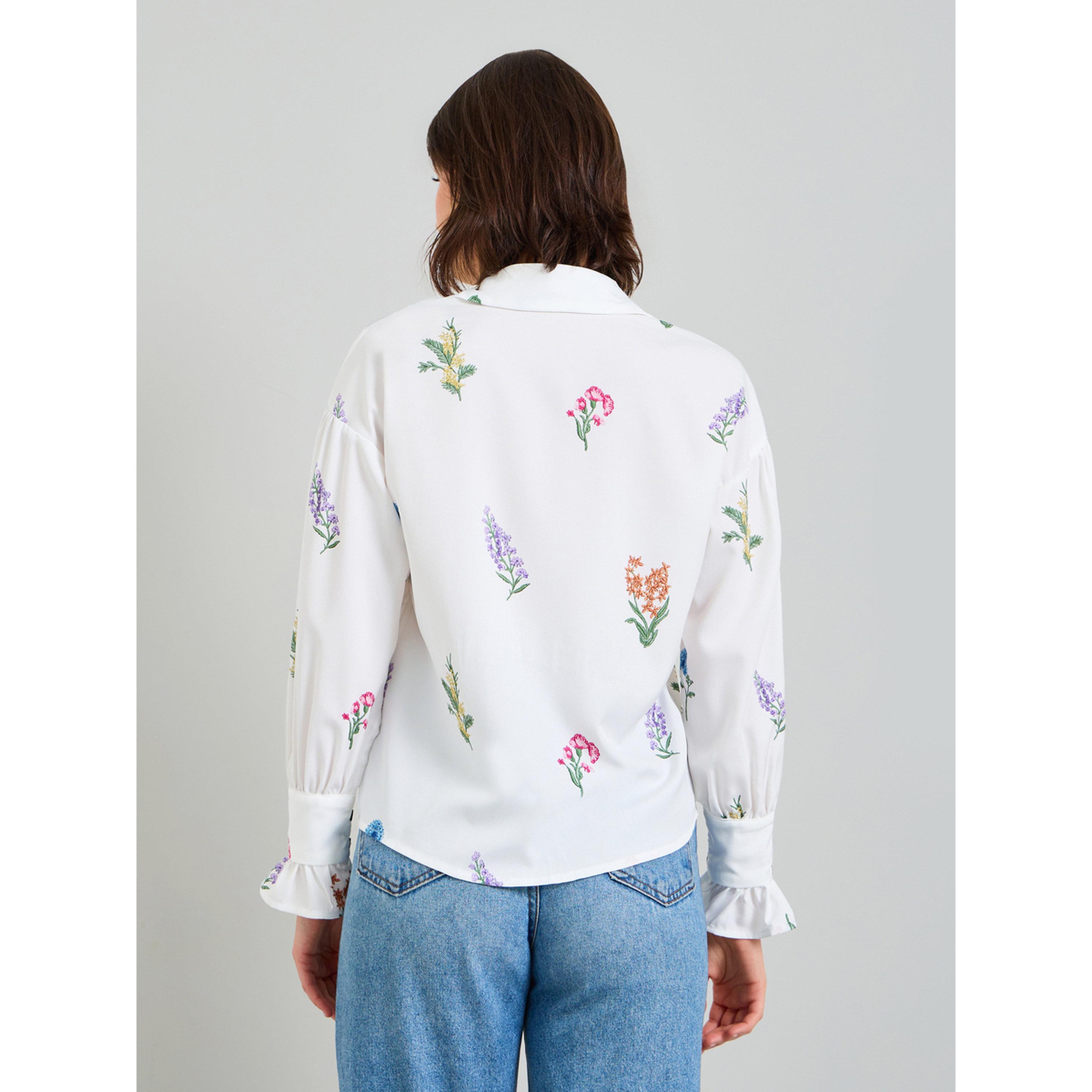Take Two White Floral Embroidered Ruffle Cuff Blouse-women-clothing-shirtsandblouses-blouses-image-3