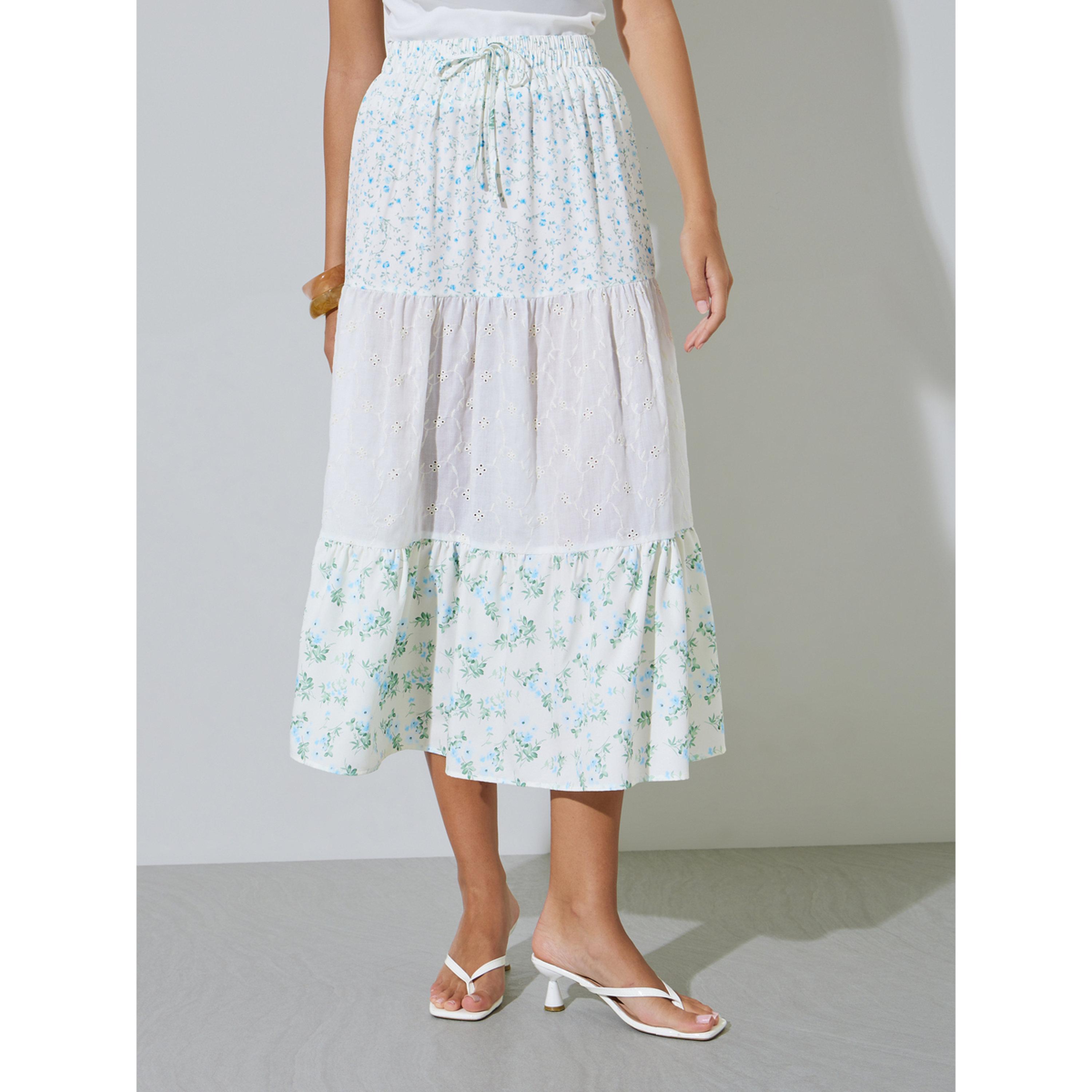 Take Two Floral Tiered Eyelet Midi Skirt-women-clothing-skirts-image-1