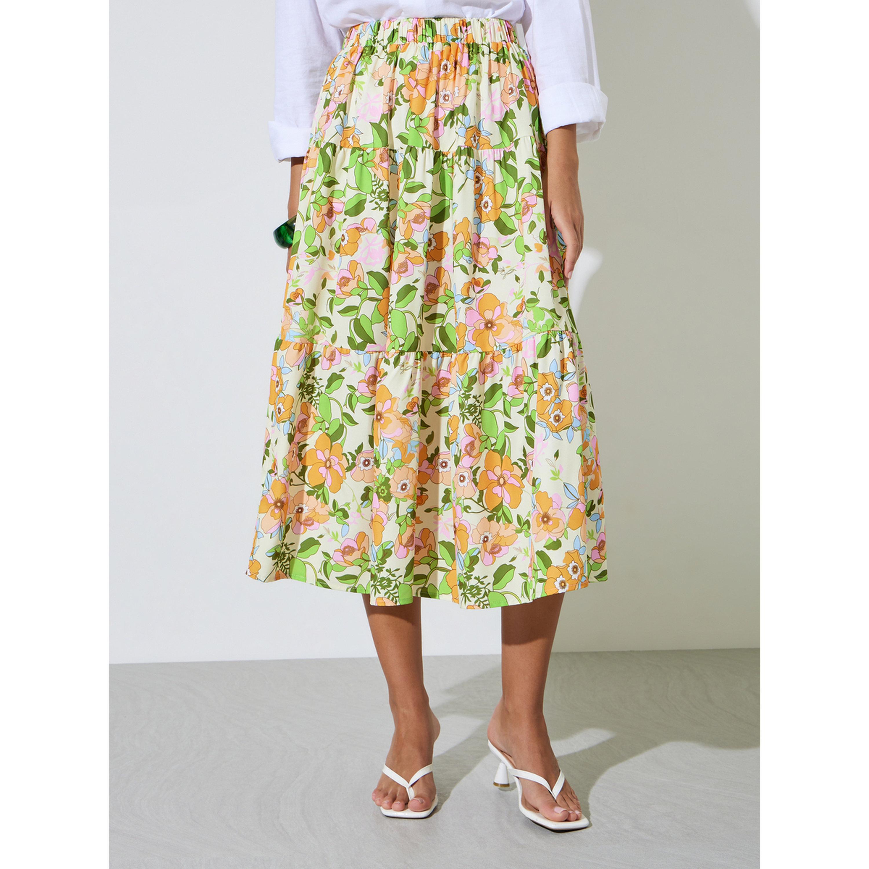 تنورة ميدي وطبعة أزهار متعددة الألوان-women-clothing-skirts-image-1