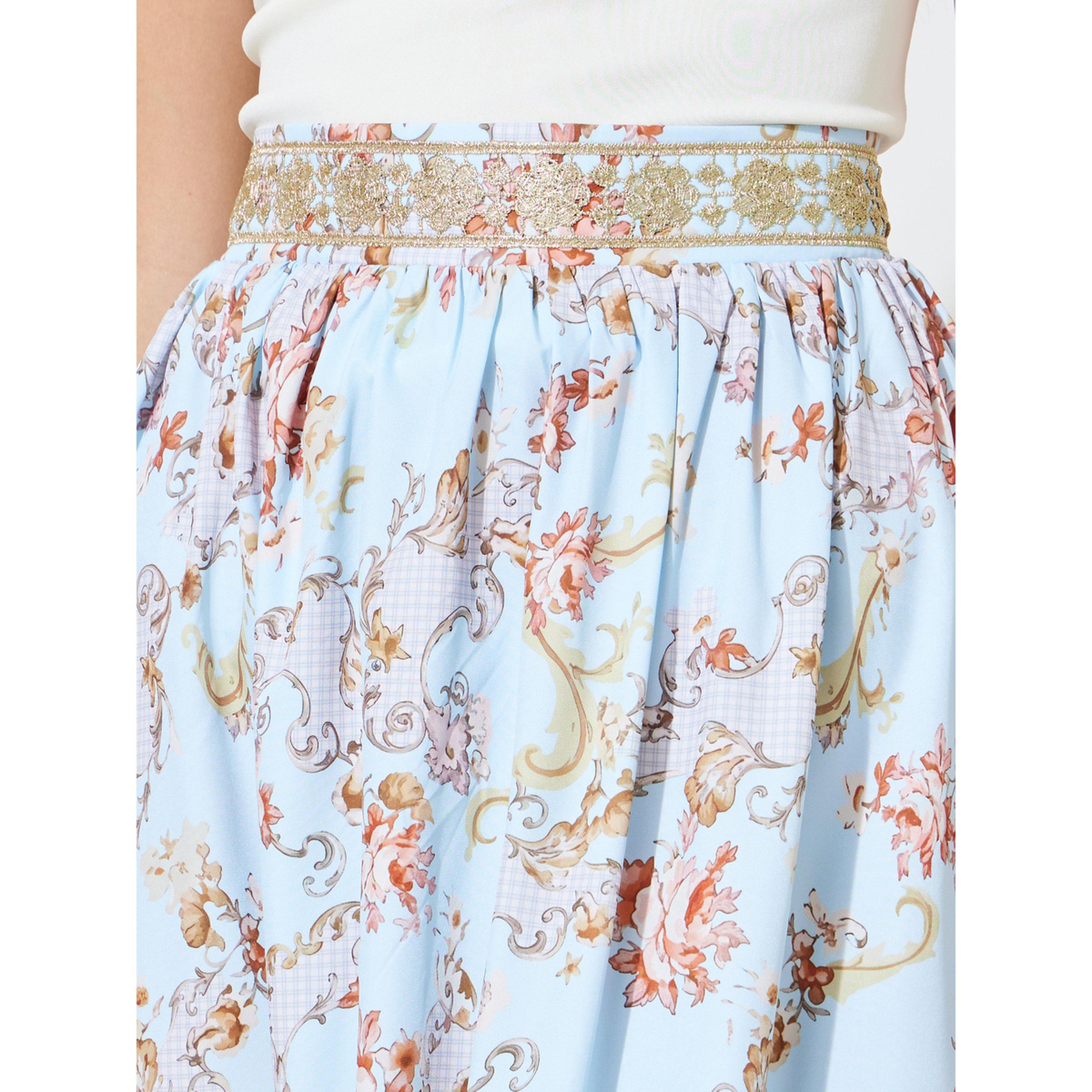 Take Two Floral Print Midi Skirt with Elasticated Waist-women-clothing-skirts-image-4