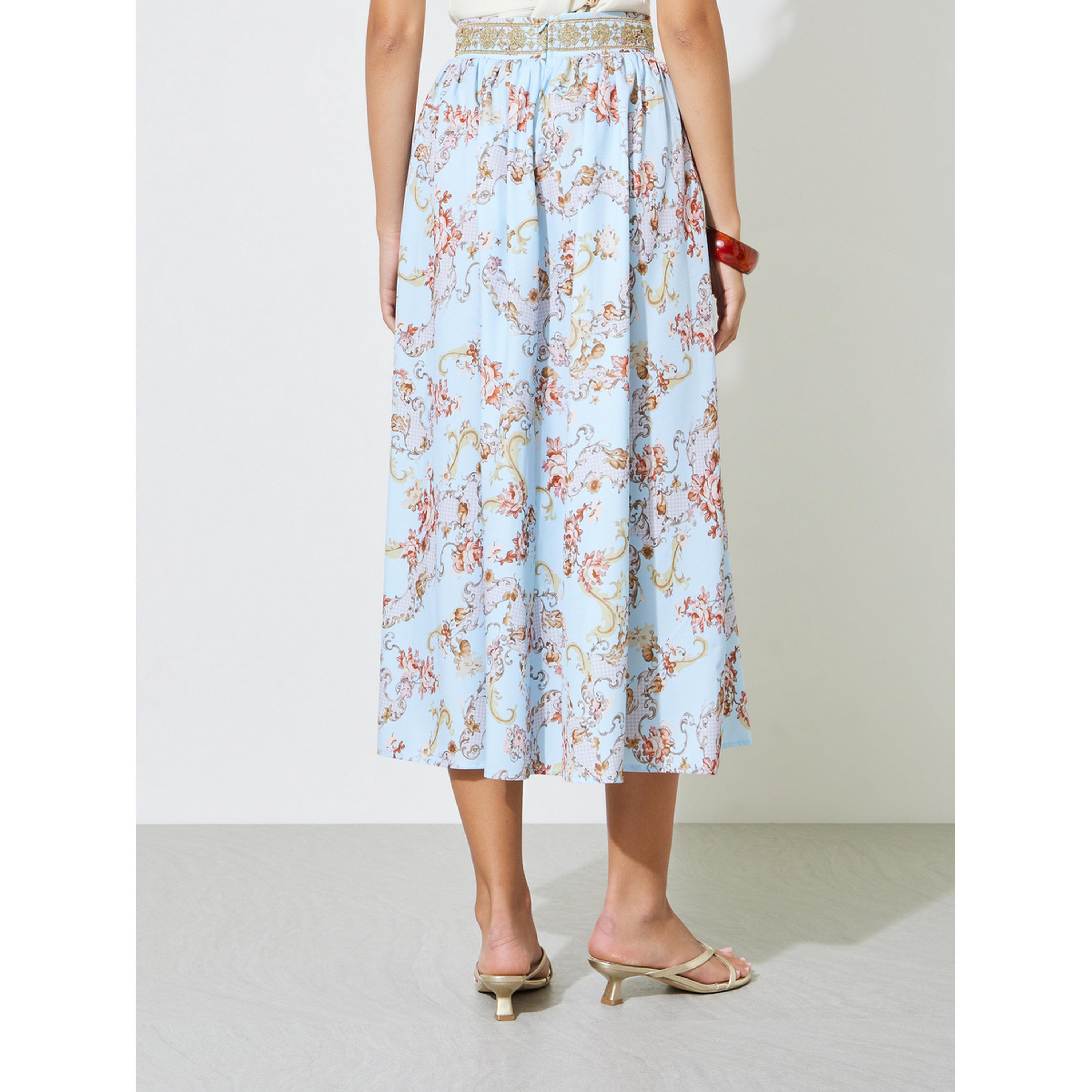 Take Two Floral Print Midi Skirt with Elasticated Waist-women-clothing-skirts-image-5