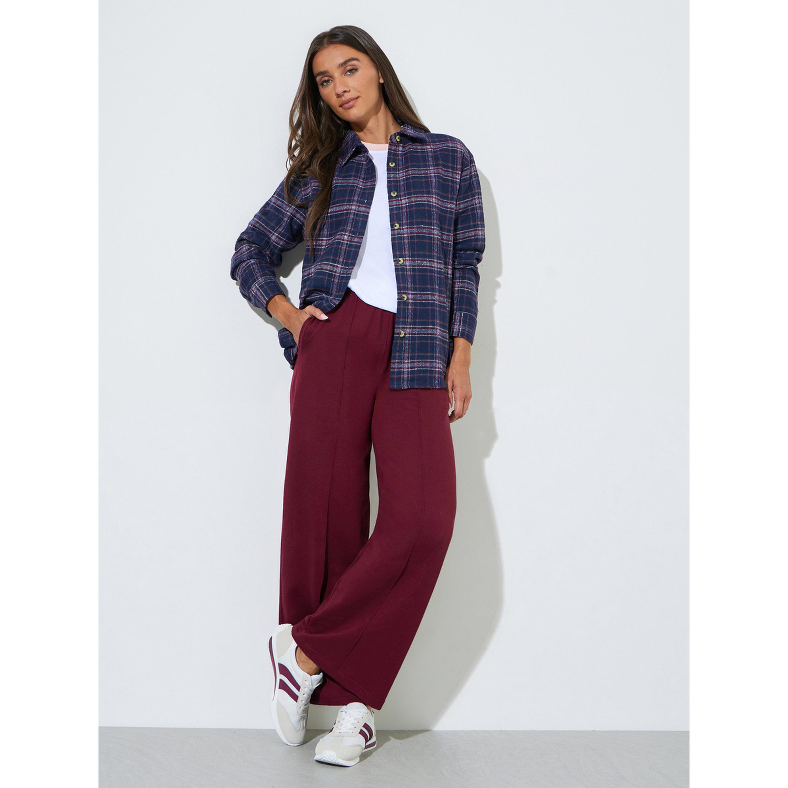 ستايلي - قميص  أزرق داكن كاروهات بأكمام طويلة وقصة واسعة-women-clothing-shirtsandblouses-shirts-image-2