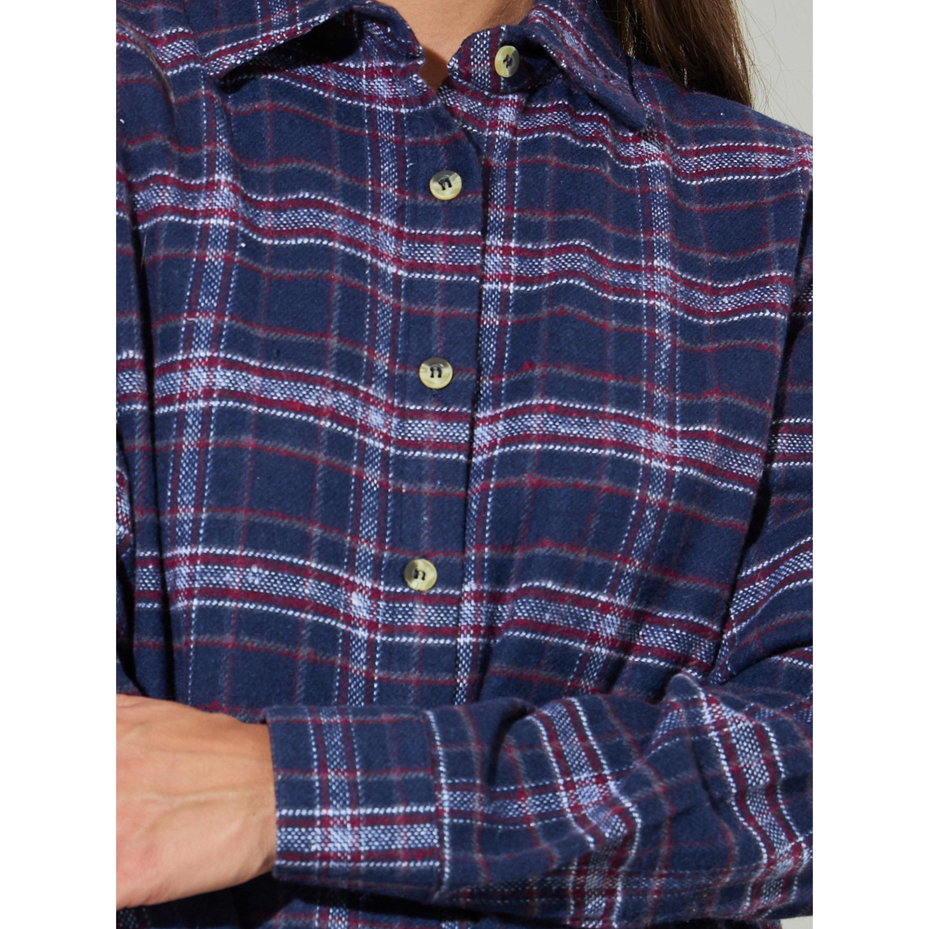 ستايلي - قميص  أزرق داكن كاروهات بأكمام طويلة وقصة واسعة-women-clothing-shirtsandblouses-shirts-image-5