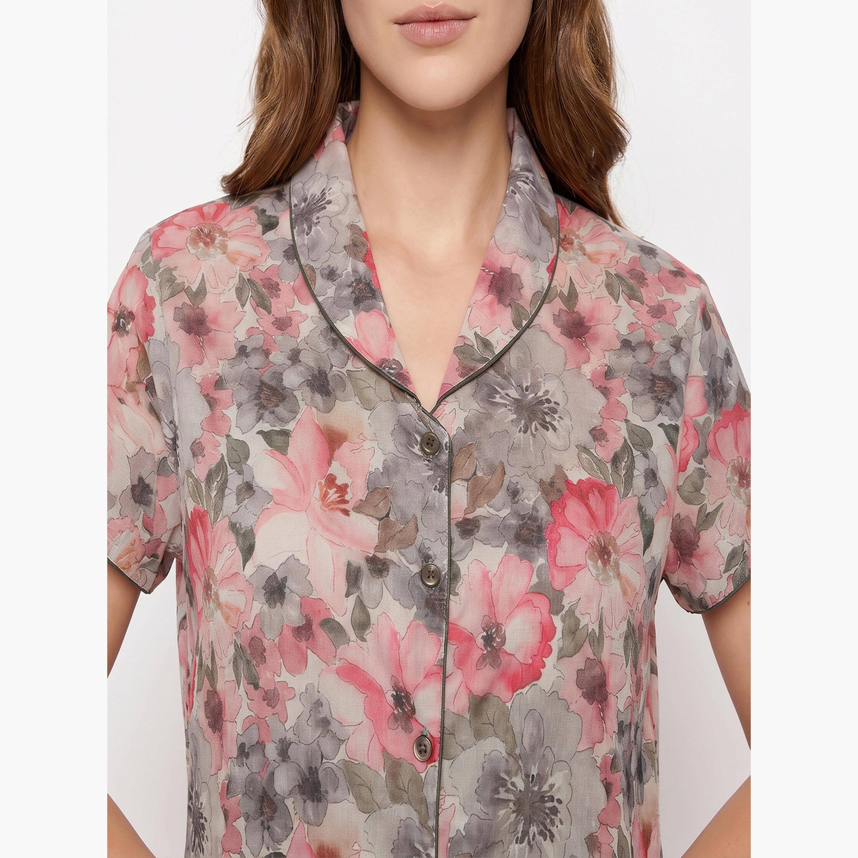 طقم بيجاما من بنطال وقميص قطن بطبعات زهور-women-clothing-nightwear-pyjamas-longsets-image-5