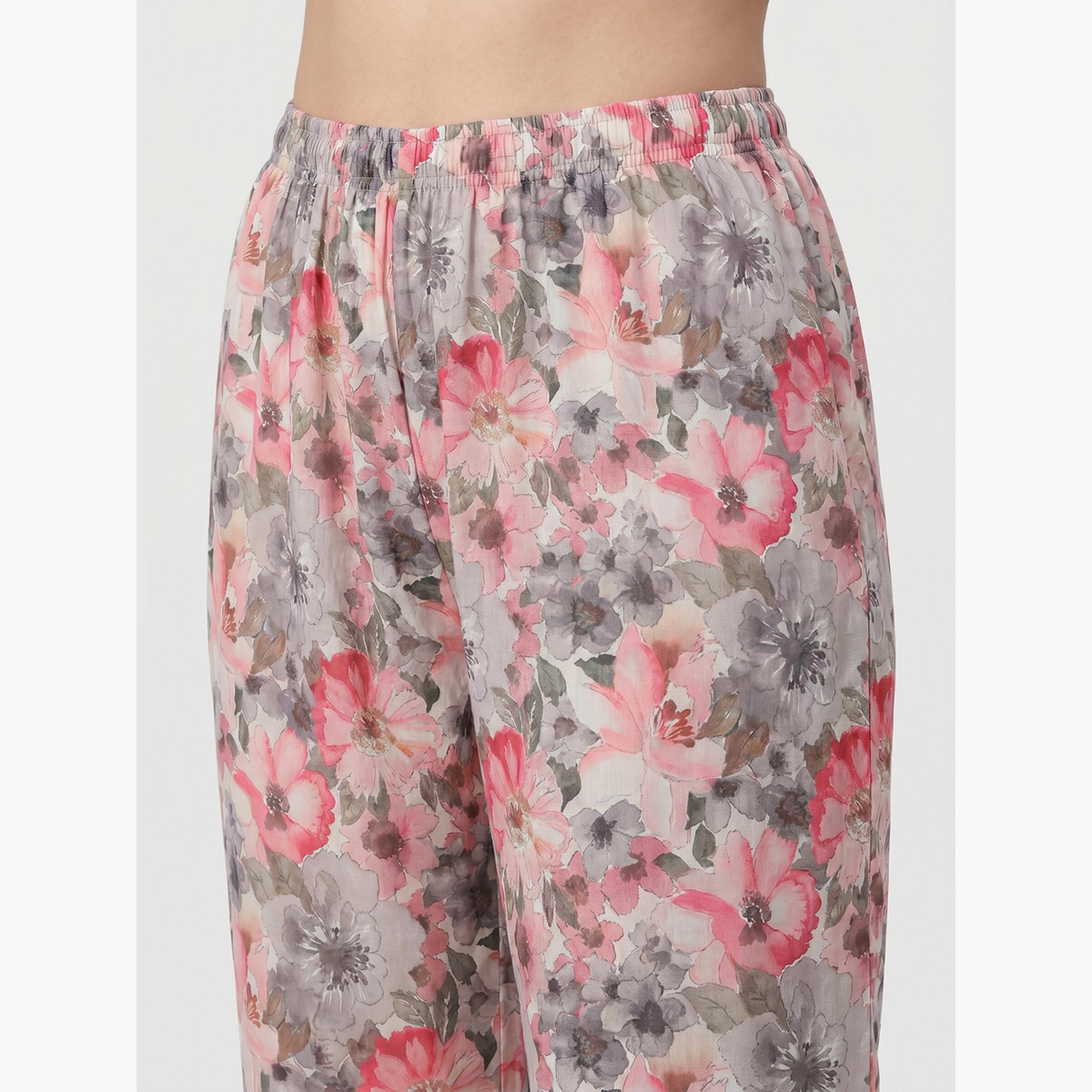 طقم بيجاما من بنطال وقميص قطن بطبعات زهور-women-clothing-nightwear-pyjamas-longsets-image-6