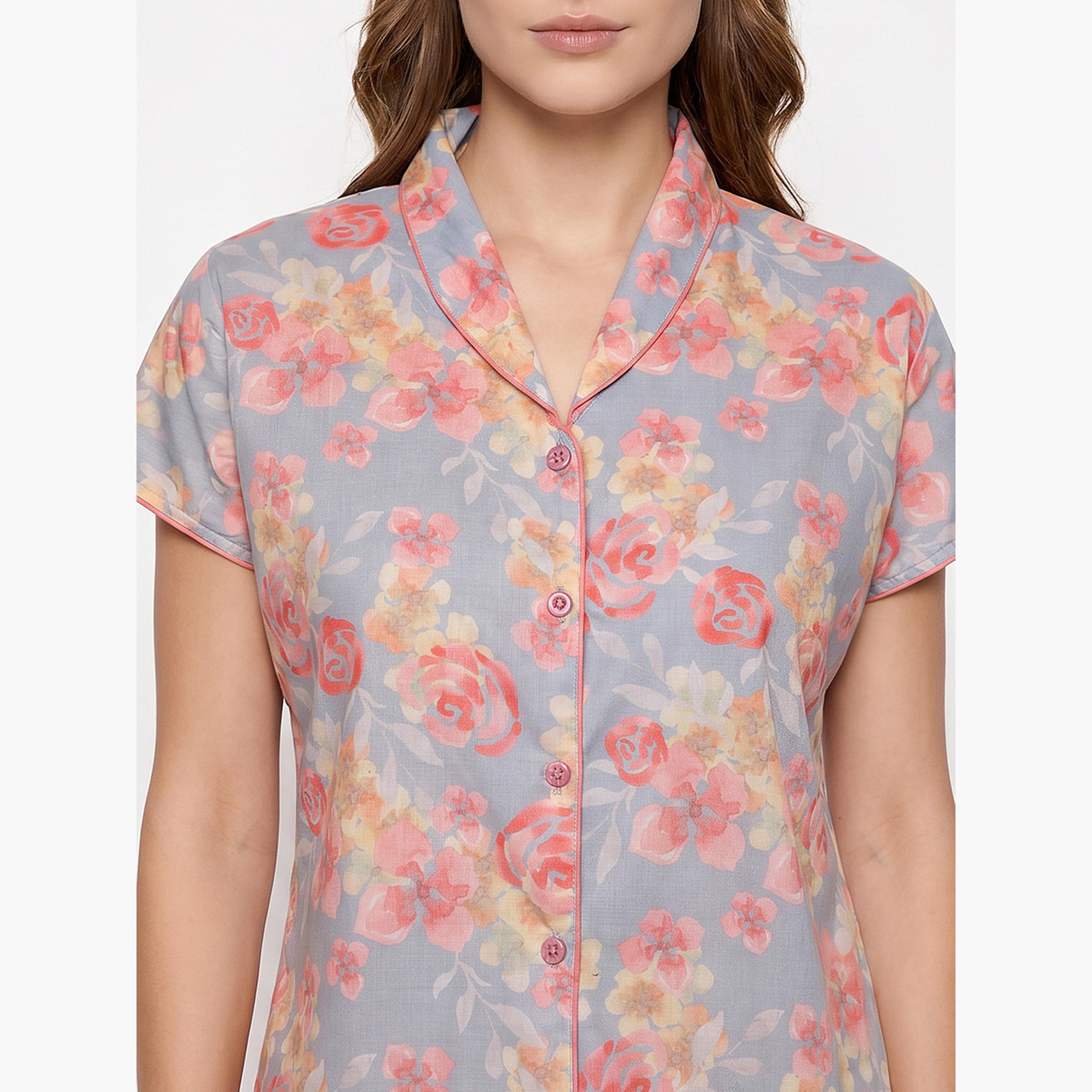 طقم بيجاما من بنطال وقميص قطن بطبعات زهور-women-clothing-nightwear-pyjamas-longsets-image-5
