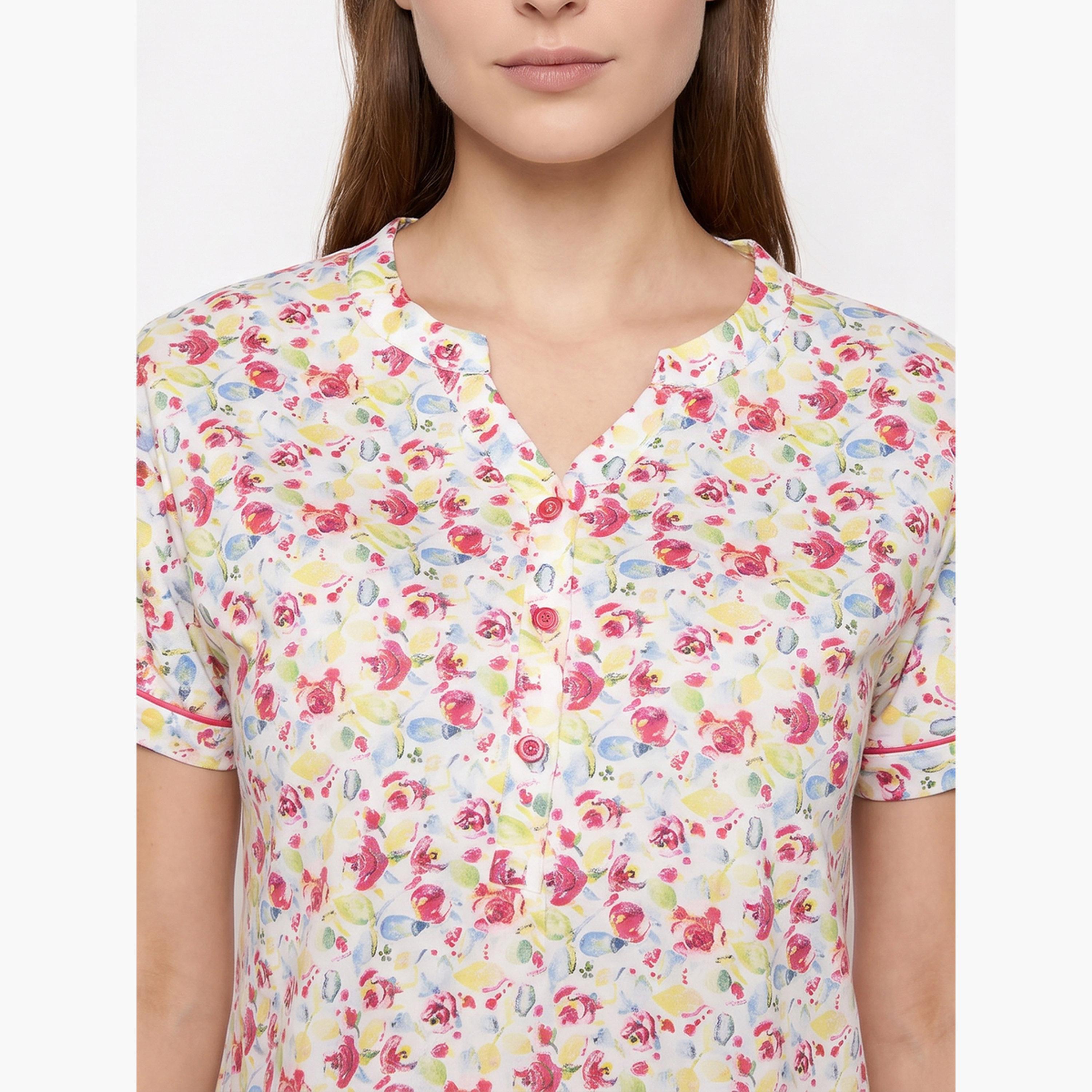 Mish X Styli White Floral Cotton Top and Pyjama Set-women-clothing-nightwear-pyjamas-longsets-image-5