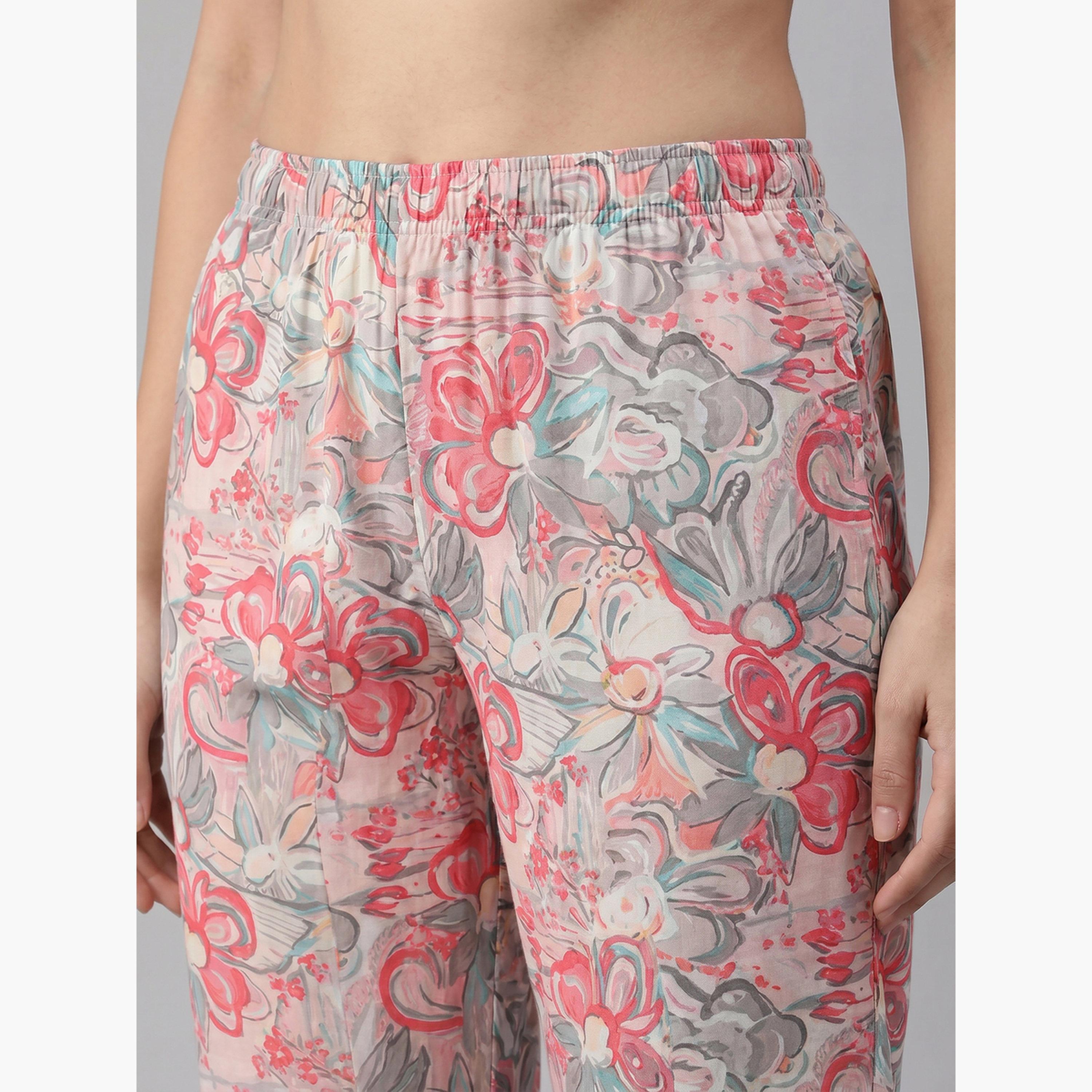 طقم بيجاما من بنطال وبلوزة قطن بطبعات زهور-women-clothing-nightwear-pyjamas-longsets-image-6