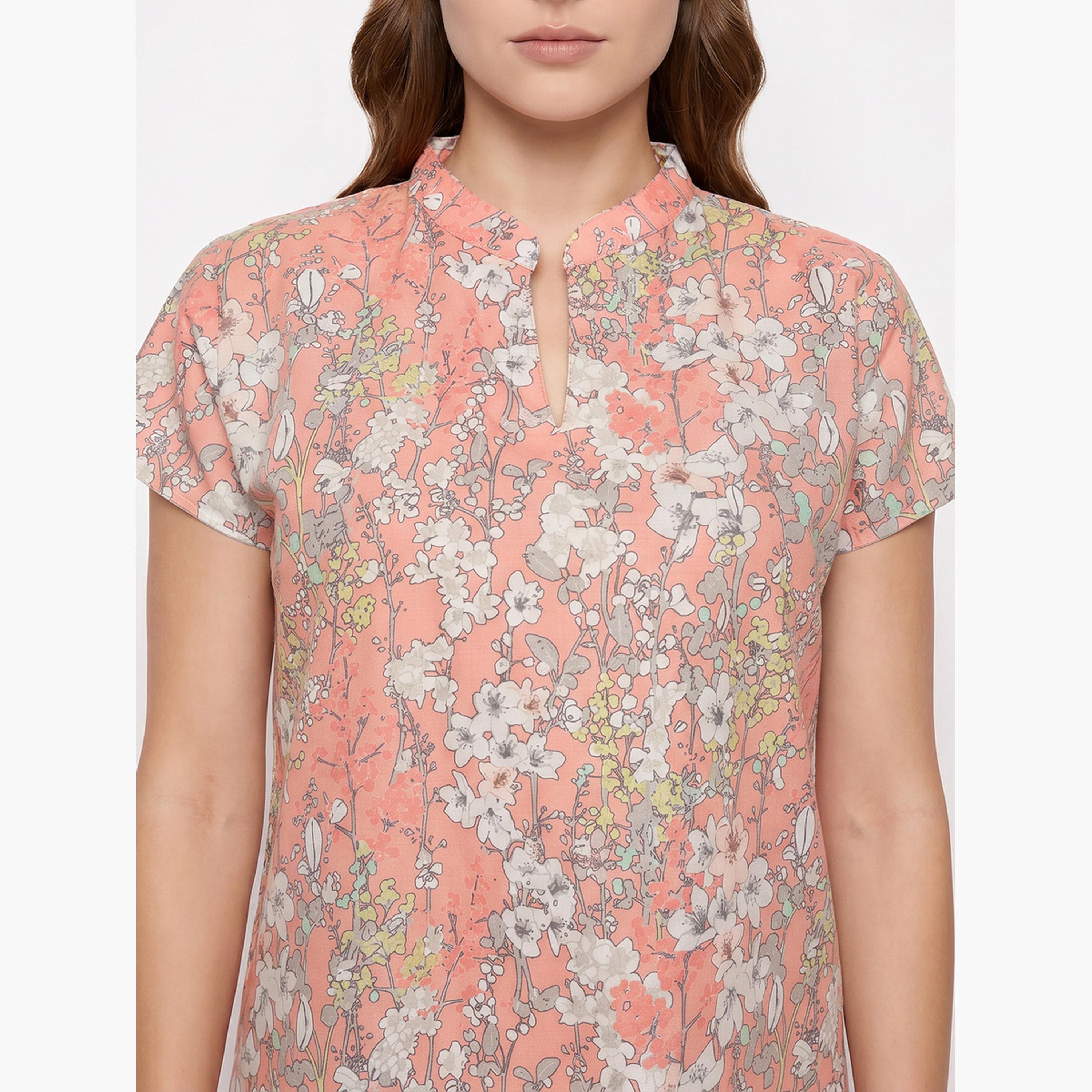 Mish X Styli Peach Floral Cotton Top and Pyjama Set-women-clothing-nightwear-pyjamas-longsets-image-3