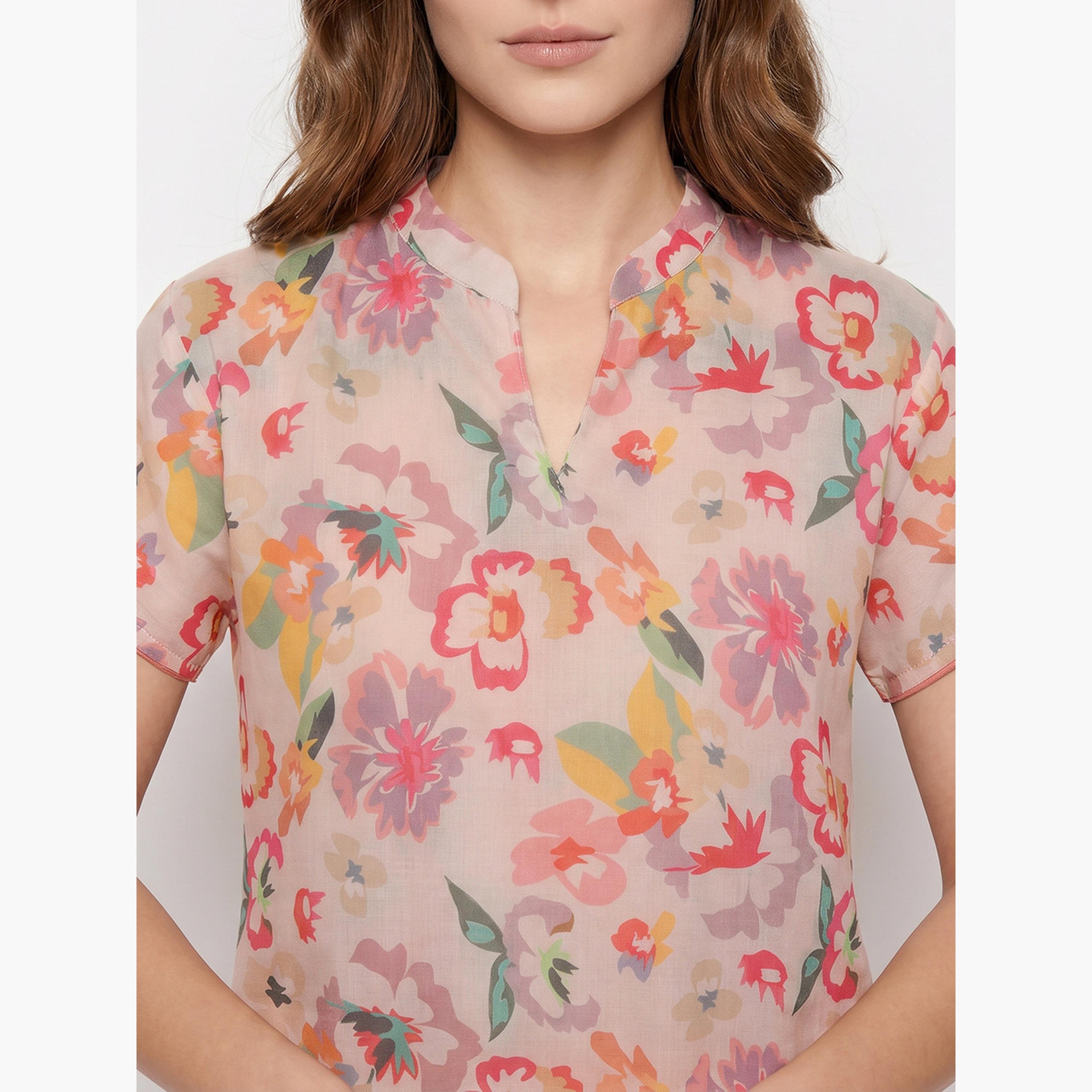 مجموعة من شورت وبلوزة قطن بطبعات زهور-women-clothing-nightwear-pyjamas-shortsets-image-5