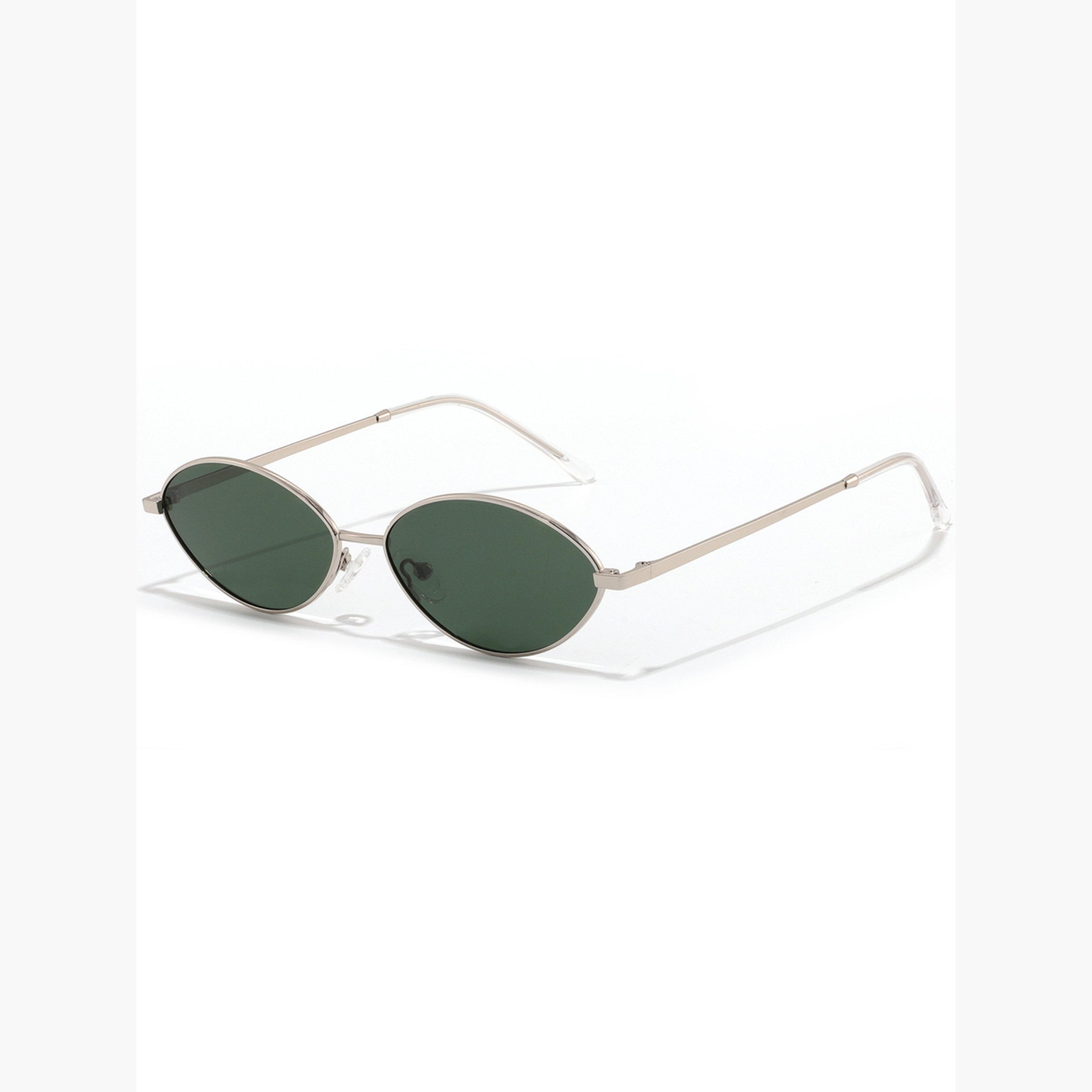 نظارة شمسية بإطار بيضاوي مع حماية من الأشعة فوق البنفسجية باللون الفضي-men-sunglasses-image-1