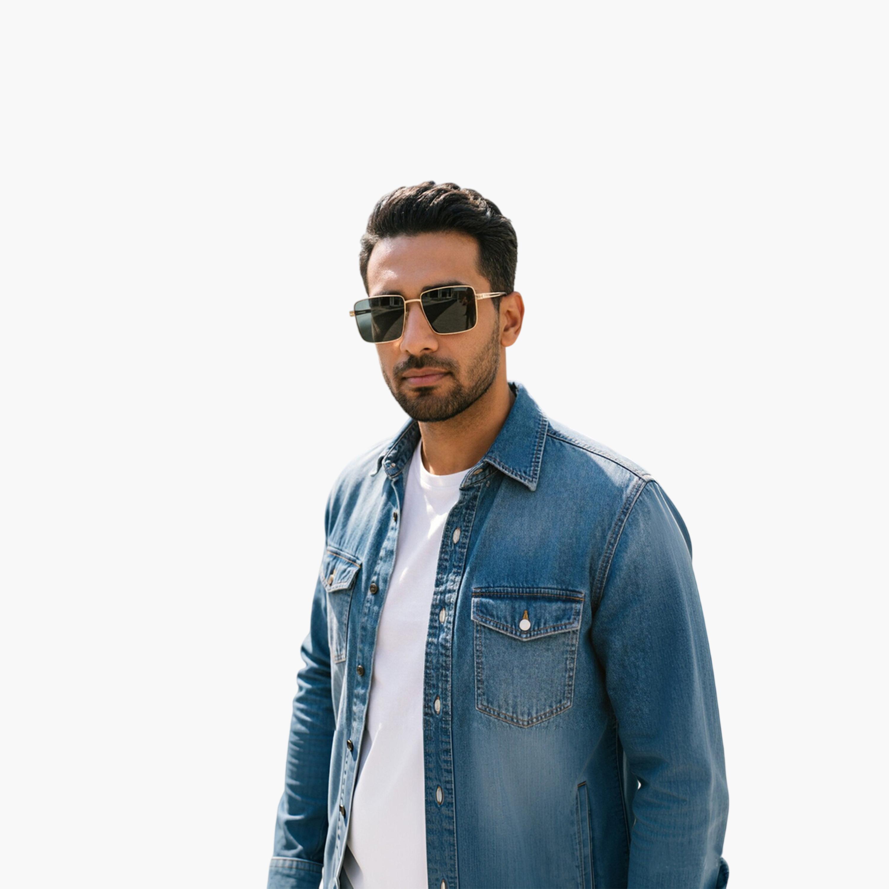 نظارة شمسية بإطار مربع باللون الفضي للرجال-men-sunglasses-image-2