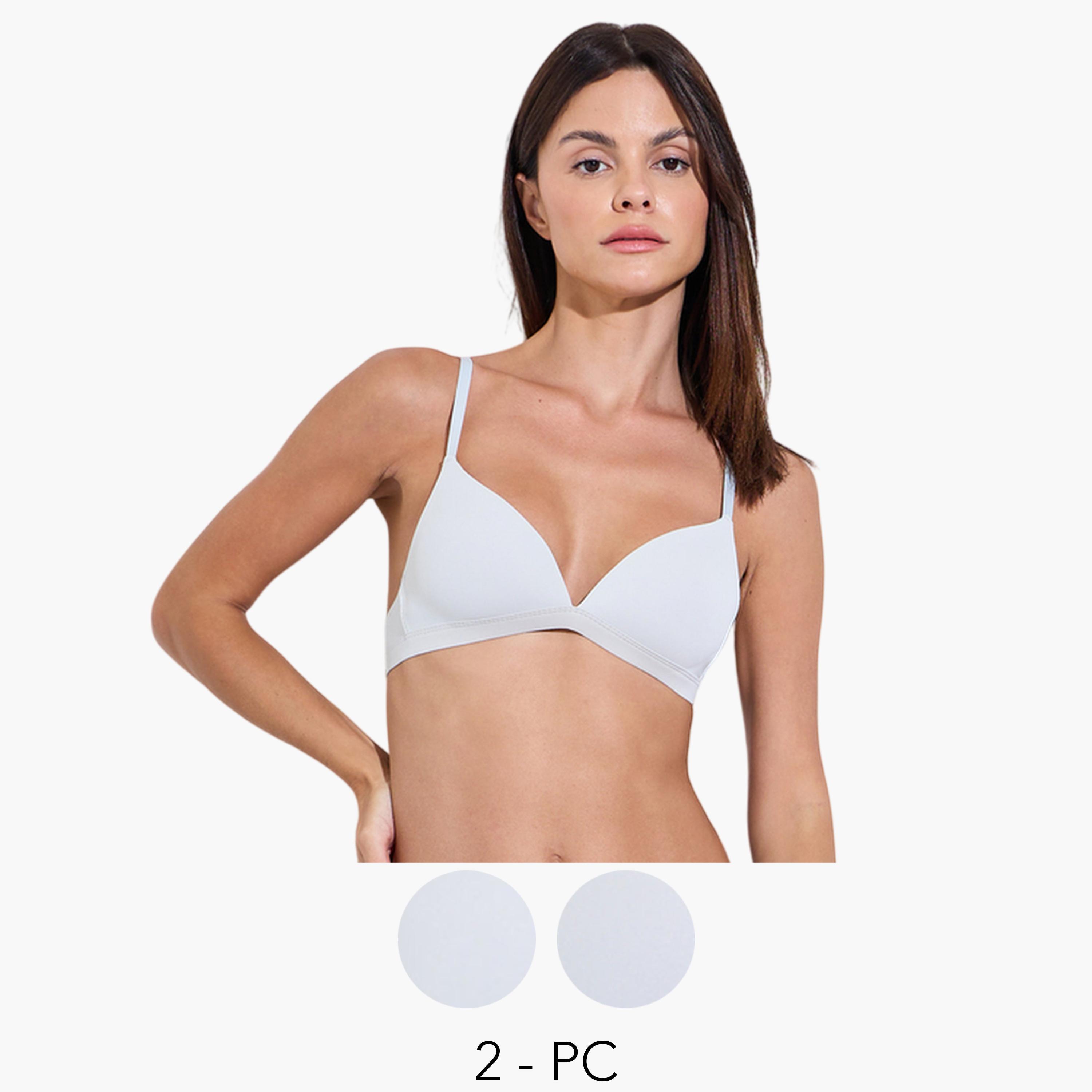 Styli Pack of 2 - Padded Non Wired Plunge Bra-women-clothing-lingerie-bras-image-1