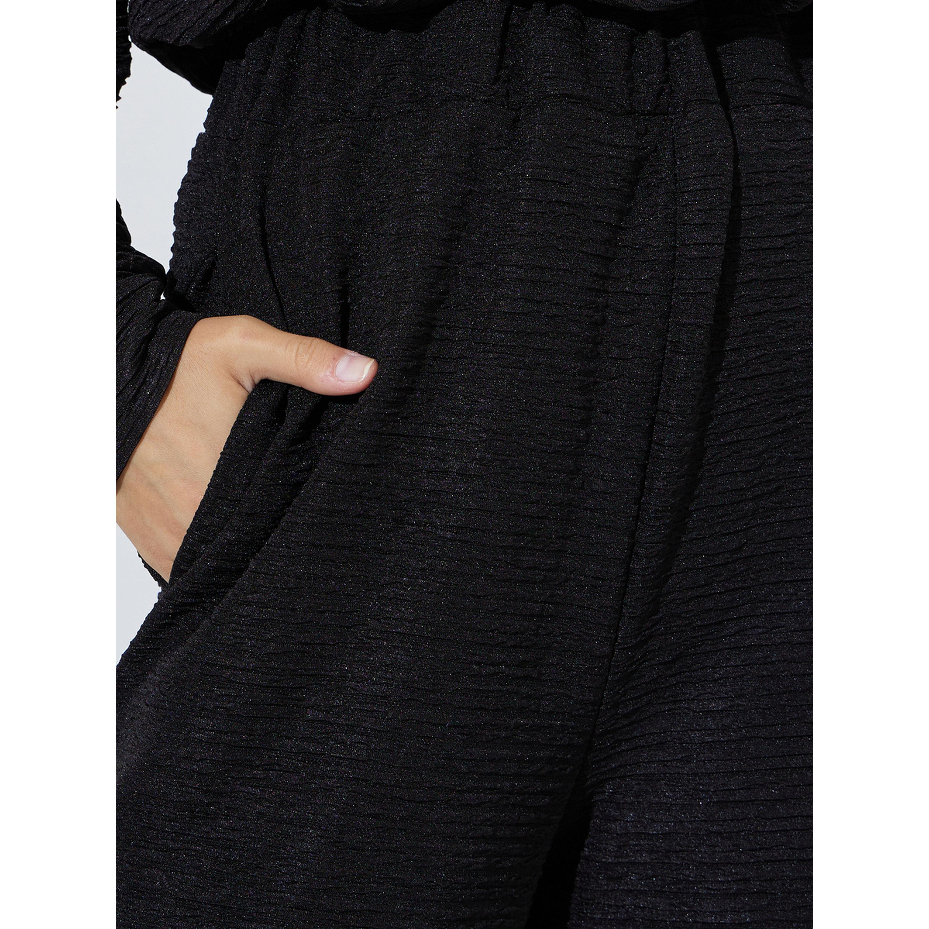 Styli Black Textured Wide Leg Pants-women-clothing-joggers-image-3