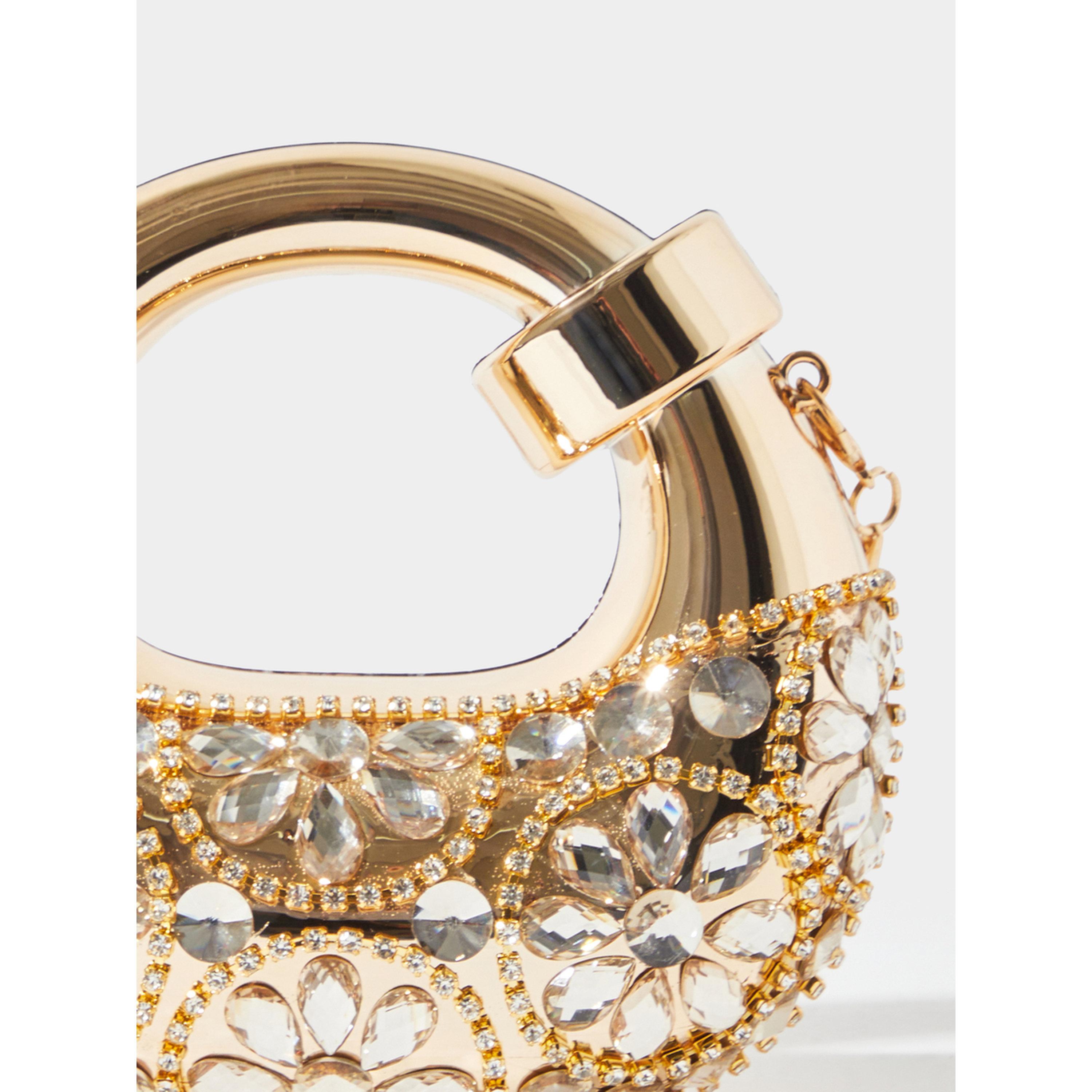 Styli Gold Tone Rhinestone Embellished Mini Clutch with Removable Chain Strap-women-bagsandwallets-handbags-image-3
