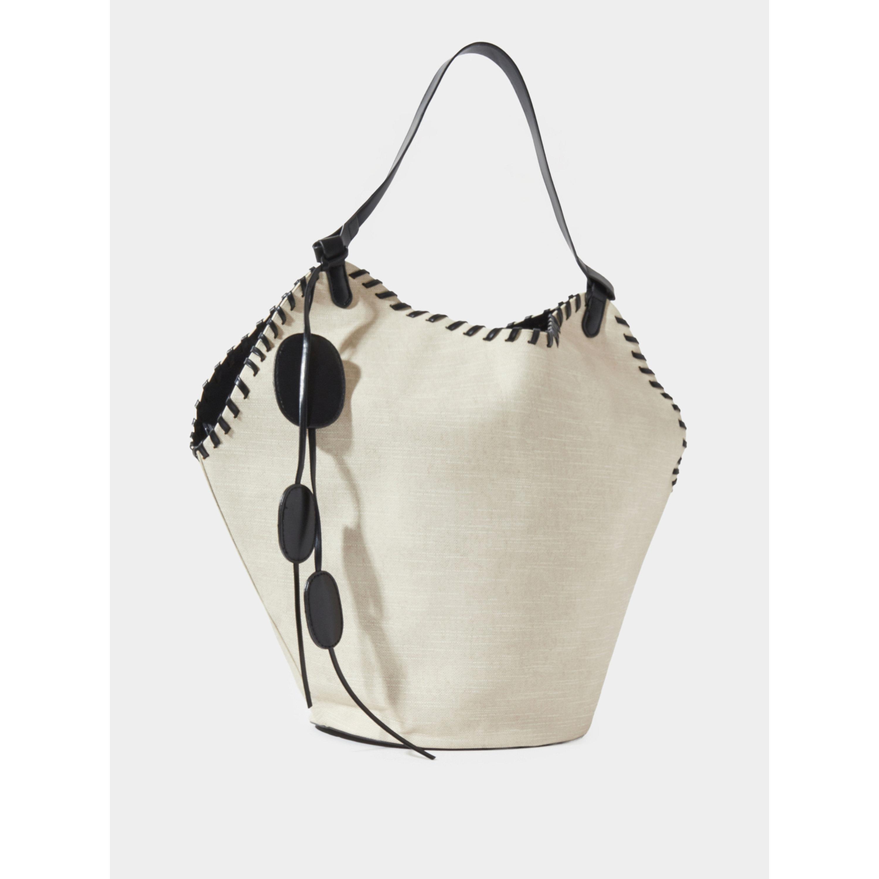 حقيبة توت كانفاس مع محفظة وتفاصيل درزات-women-bagsandwallets-handbags-image-3