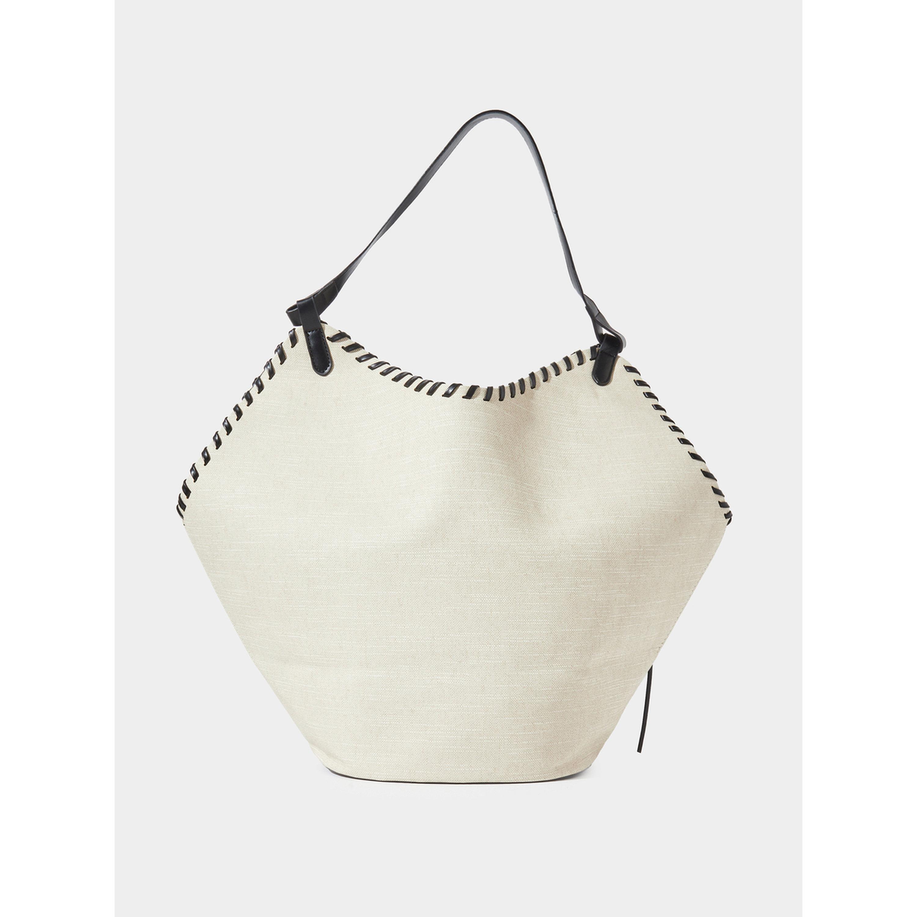 حقيبة توت كانفاس مع محفظة وتفاصيل درزات-women-bagsandwallets-handbags-image-5