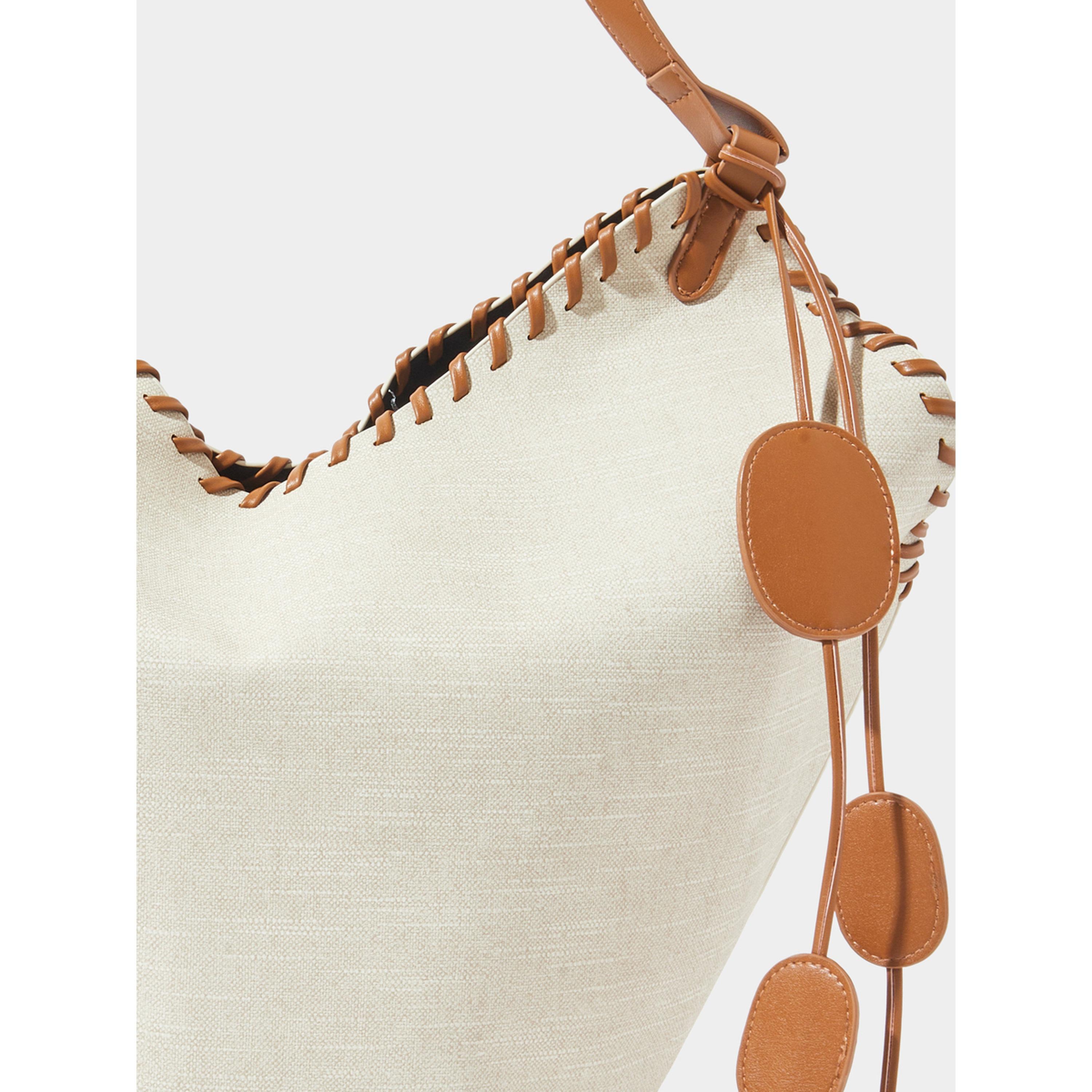 حقيبة توت كانفاس مع محفظة وتفاصيل درزات-women-bagsandwallets-handbags-image-3