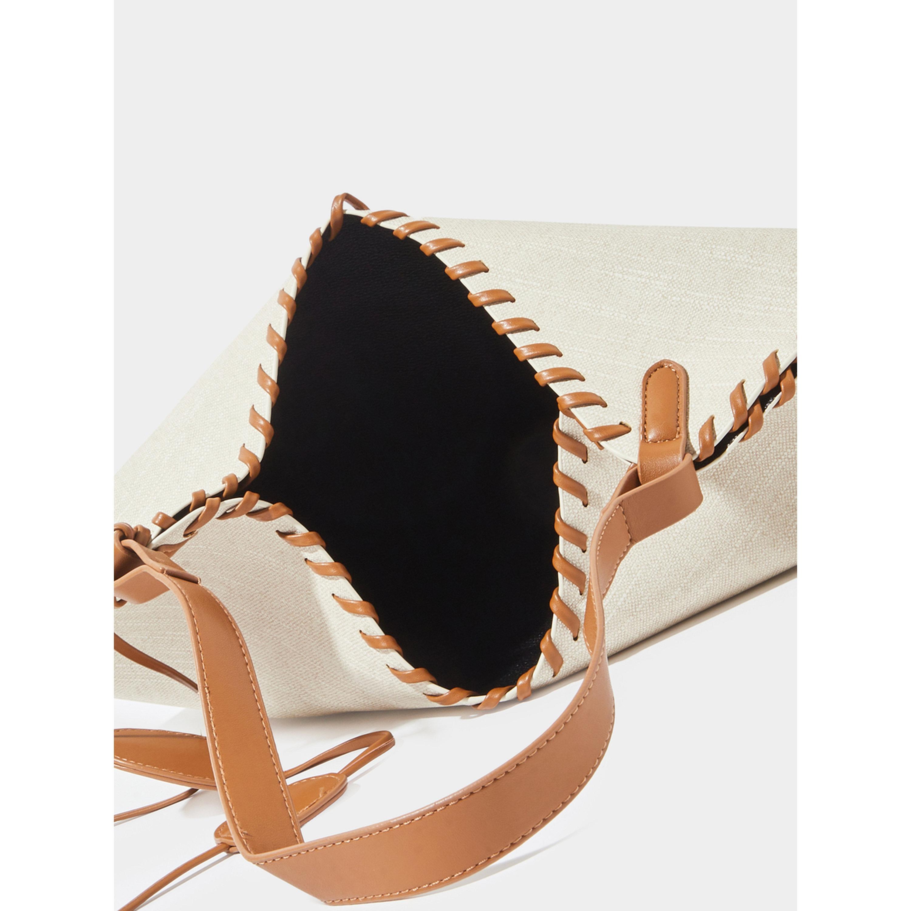 حقيبة توت كانفاس مع محفظة وتفاصيل درزات-women-bagsandwallets-handbags-image-5