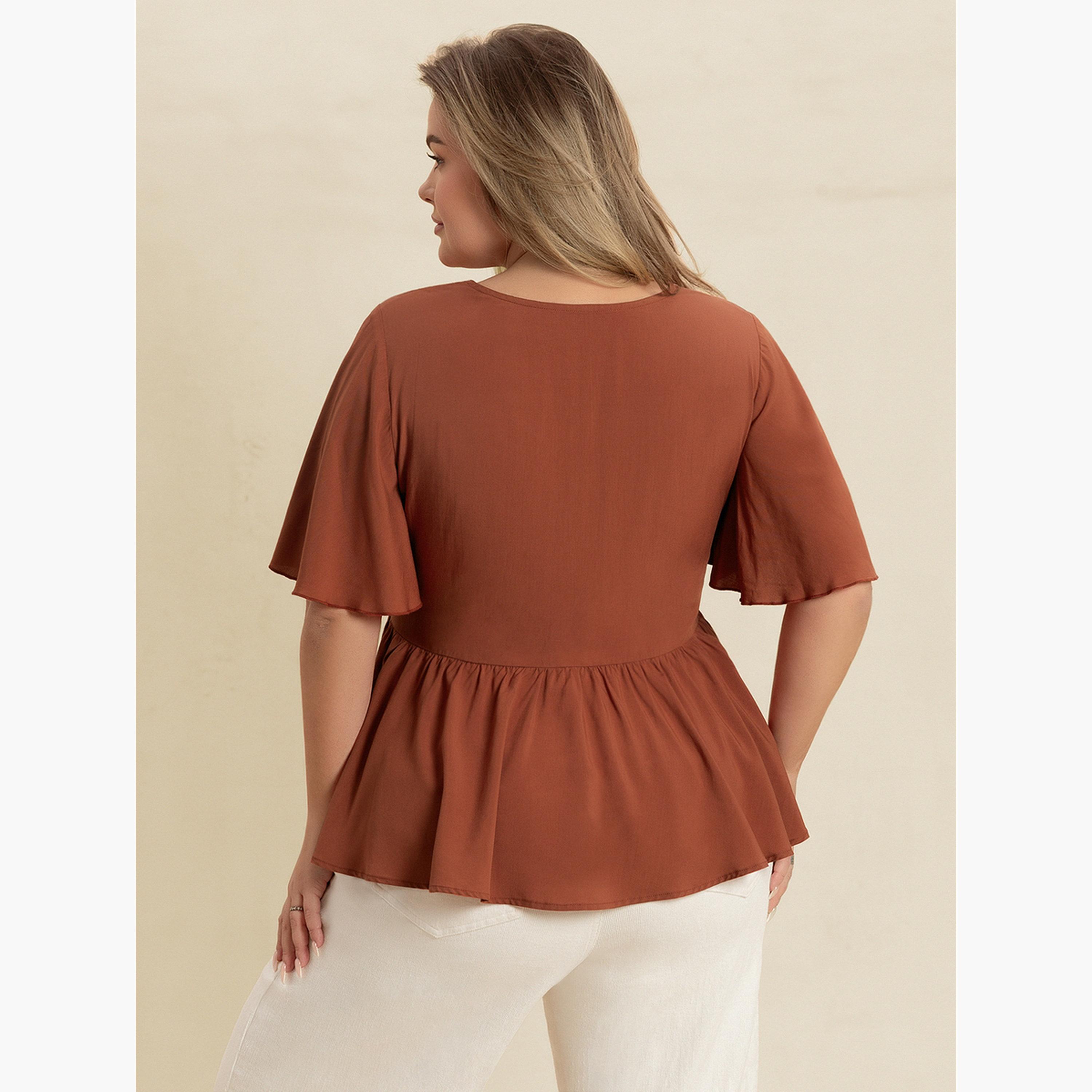Take Two  Plus Size Embroidered Short Sleeve Top-women-clothing-plussize-shirtsandblouses-blouses-image-2
