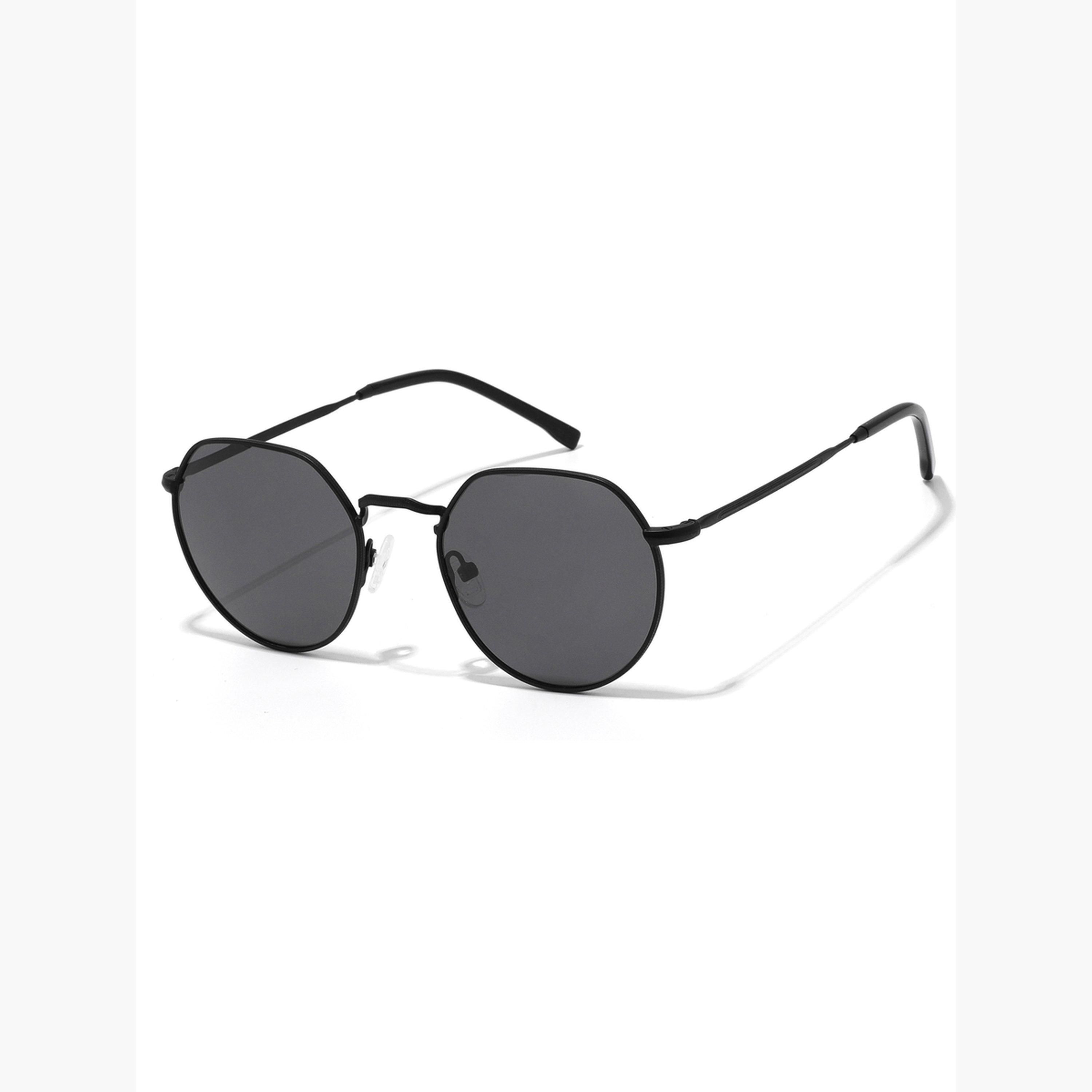 نظارة شمسية بإطار دائري مع حماية من الأشعة فوق البنفسجية باللون الأسود للرجال-men-sunglasses-image-1