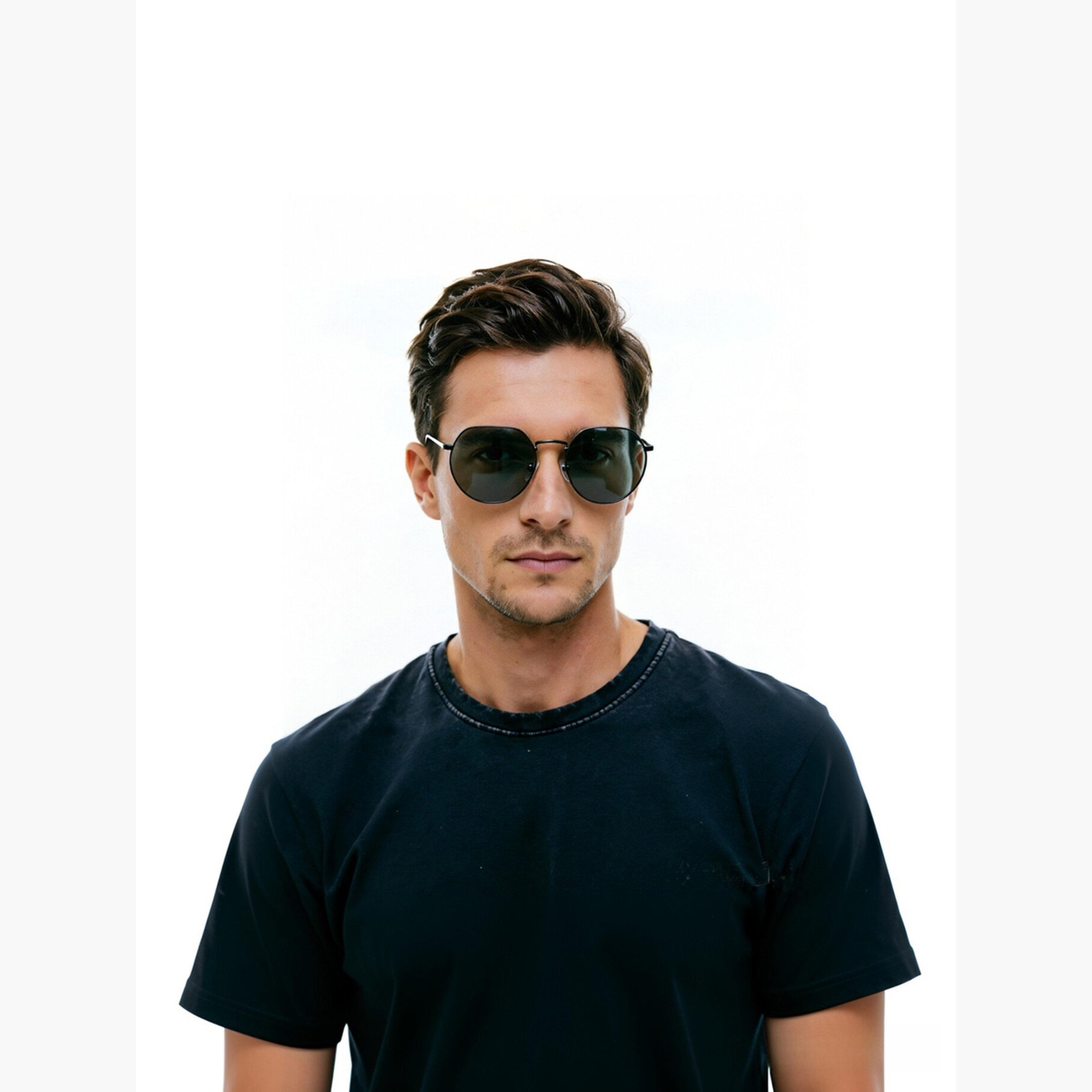 نظارة شمسية بإطار دائري مع حماية من الأشعة فوق البنفسجية باللون الأسود للرجال-men-sunglasses-image-5