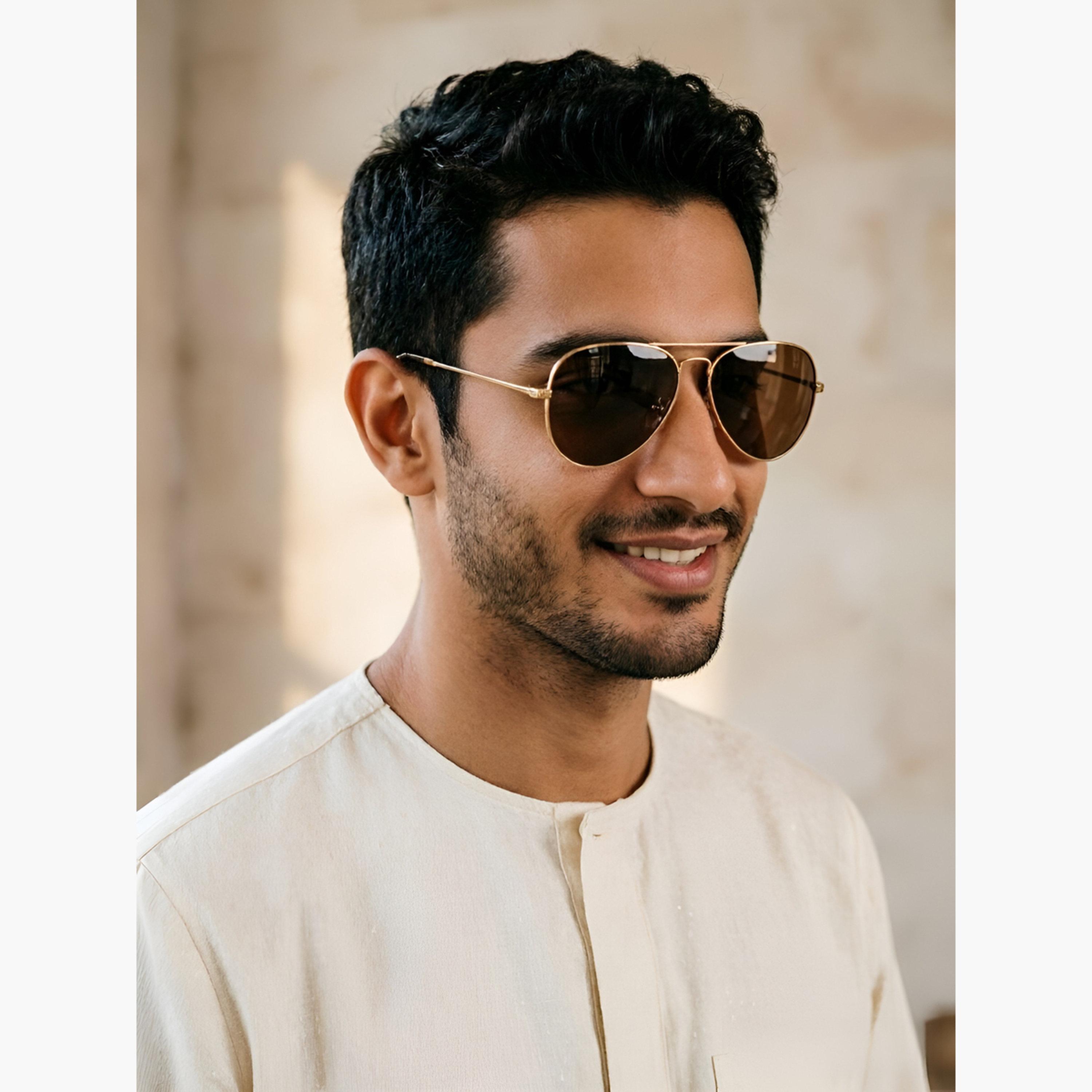 نظارة شمسية أفياتور باللون الذهبي-men-sunglasses-image-2