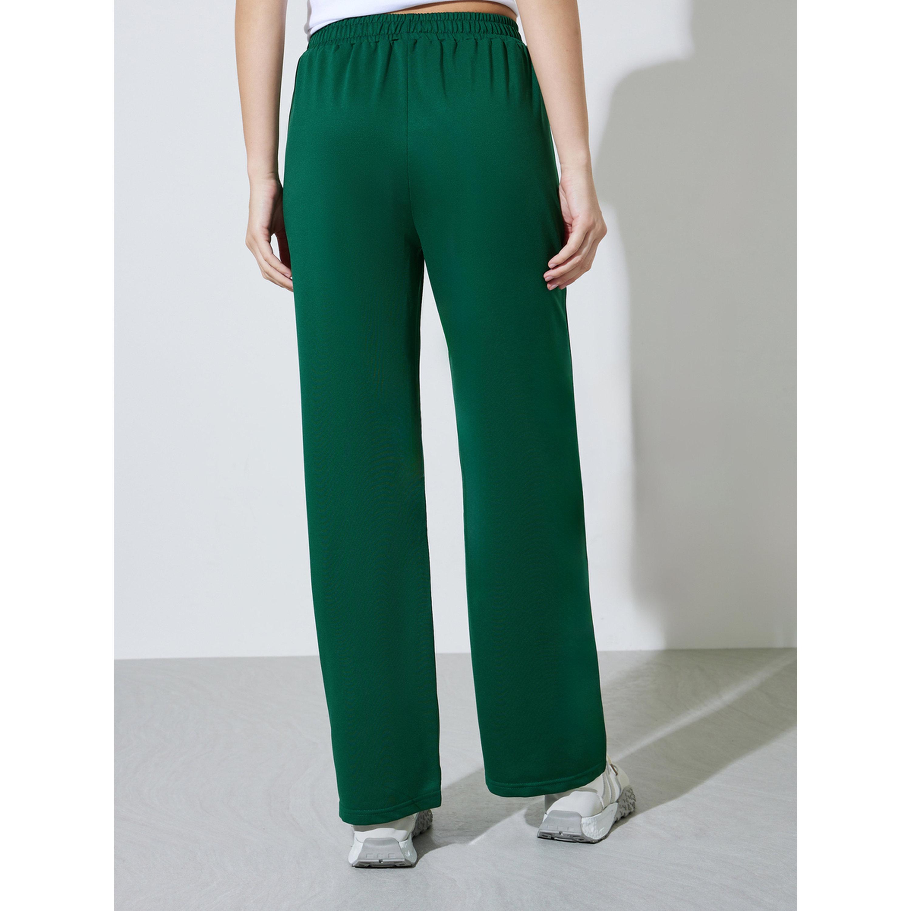 Styli Green Embroidered Wide Leg Joggers-women-clothing-joggers-image-4