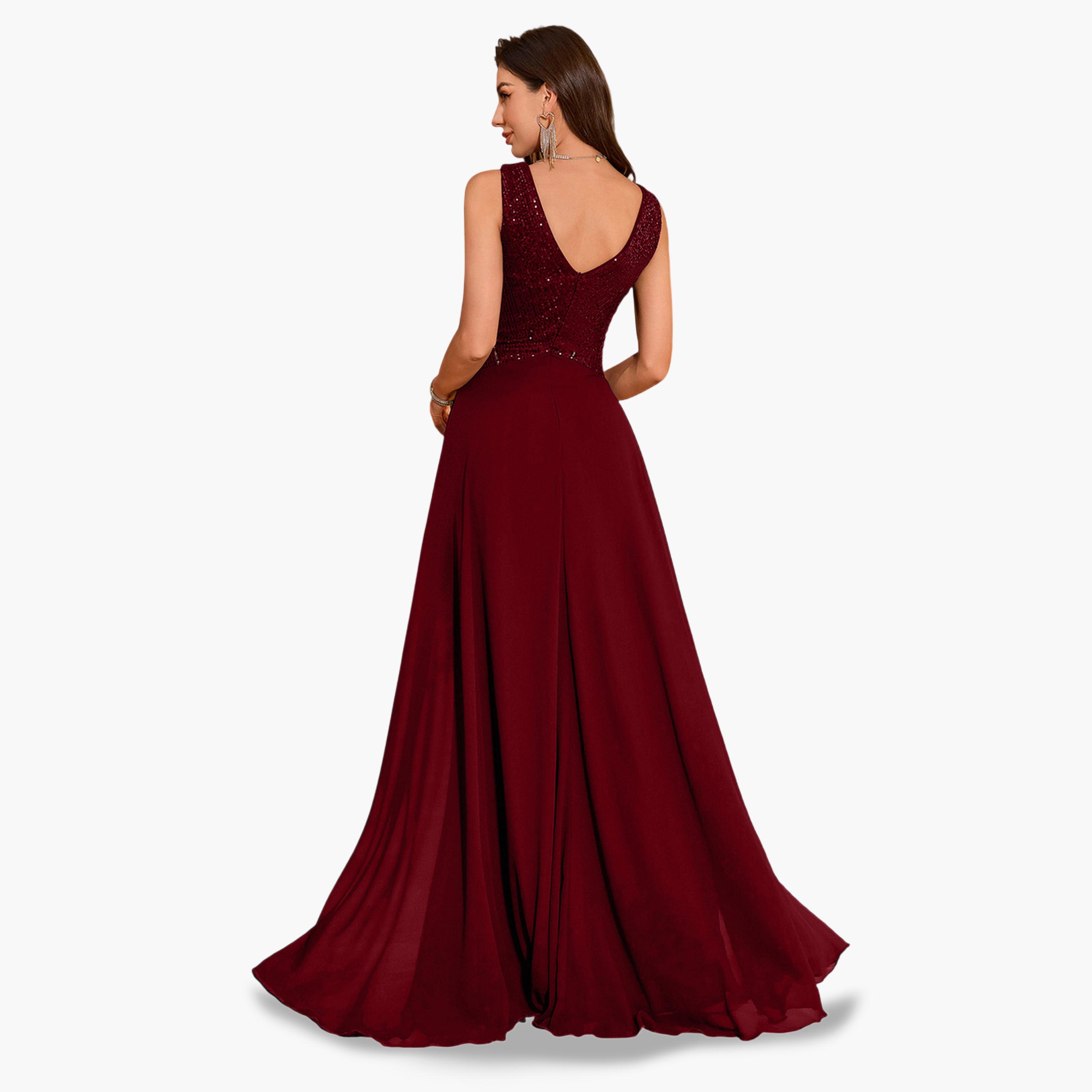 فستان سهرة طويل بحافة واسعة ومنمقة بالترتر-women-clothing-dresses-image-2