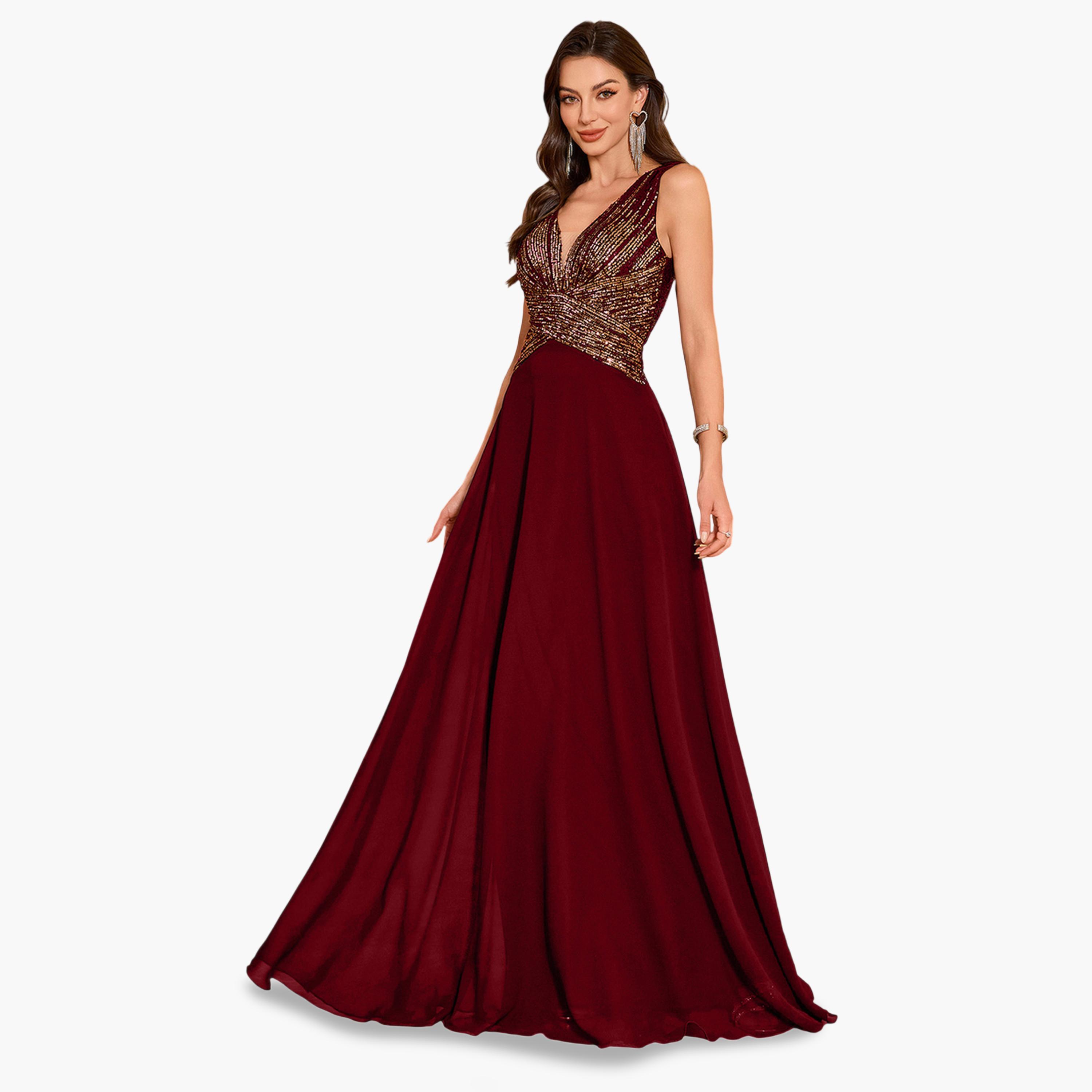 فستان سهرة طويل بحافة واسعة ومنمقة بالترتر-women-clothing-dresses-image-6