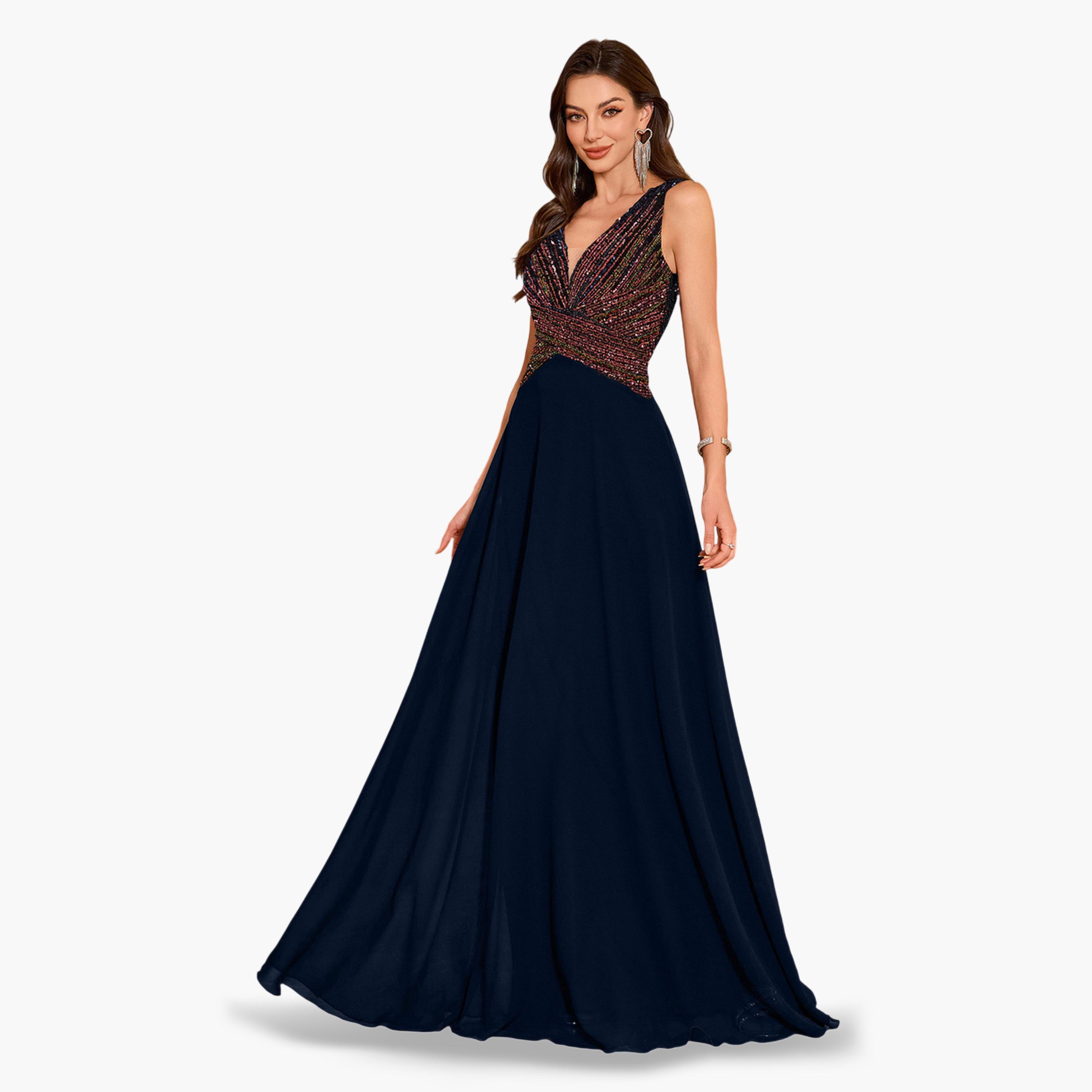 فستان سهرة طويل بحافة واسعة ومنمقة بالترتر-women-clothing-dresses-image-4