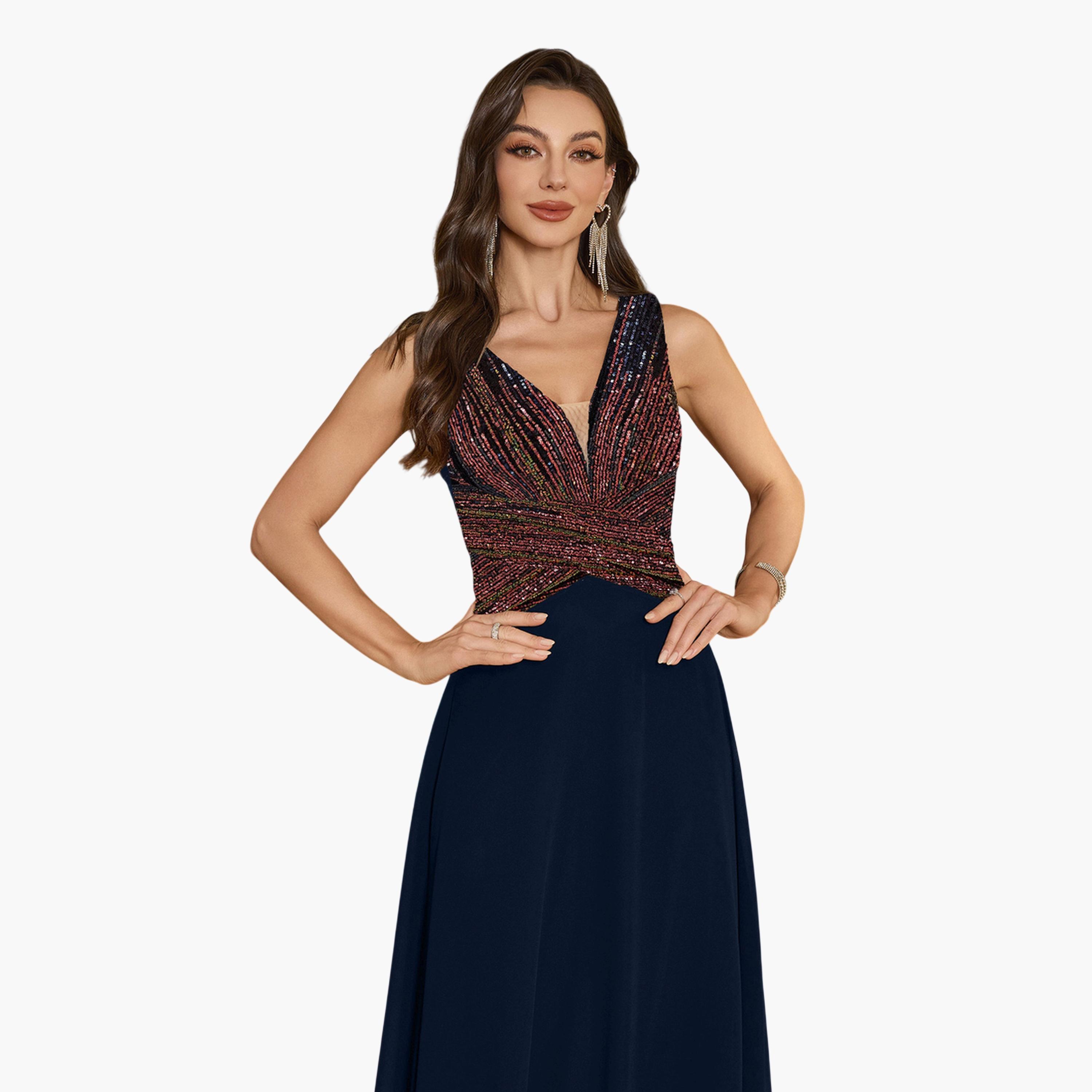 فستان سهرة طويل بحافة واسعة ومنمقة بالترتر-women-clothing-dresses-image-5