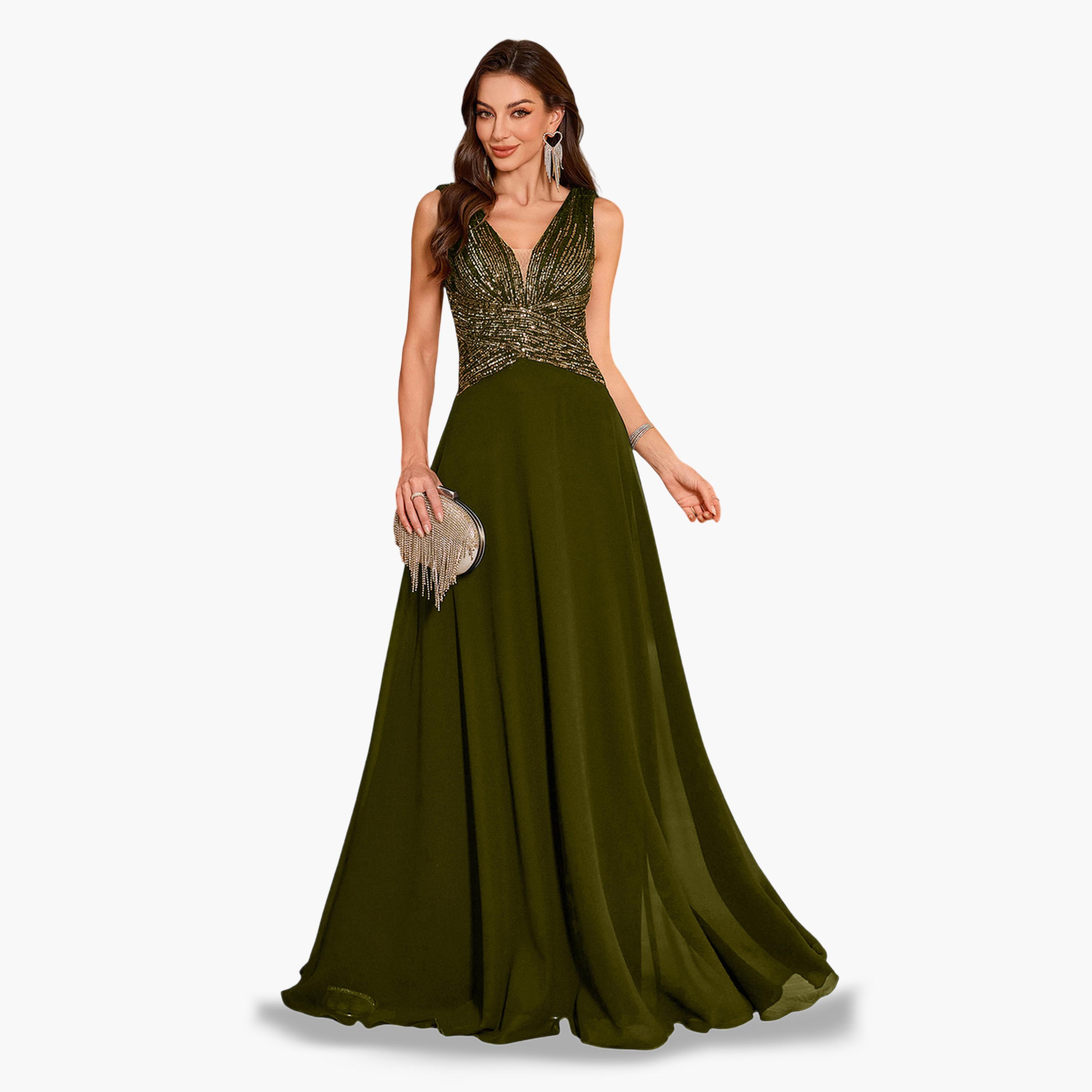 فستان سهرة طويل بحافة واسعة ومنمقة بالترتر-women-clothing-dresses-image-1