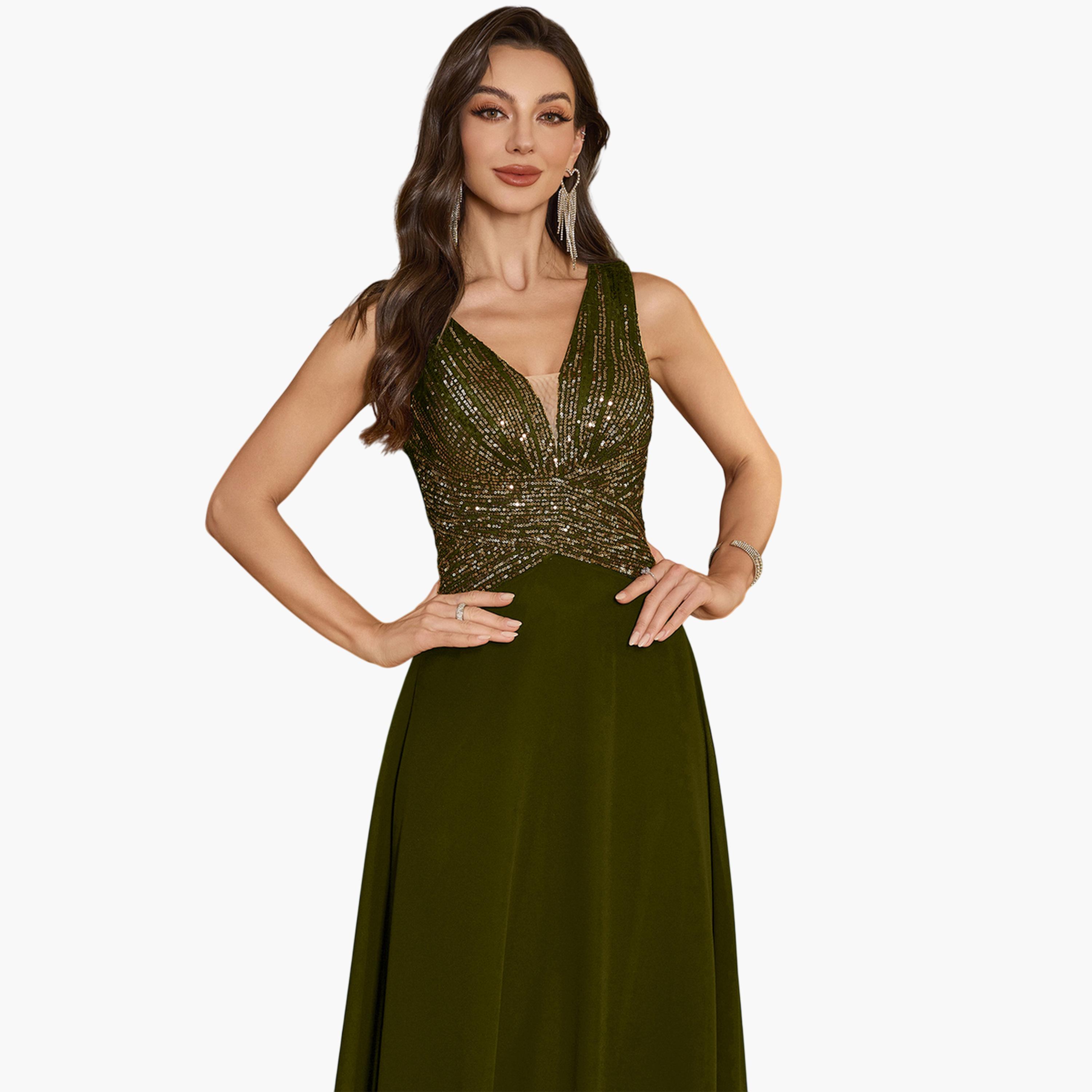 فستان سهرة طويل بحافة واسعة ومنمقة بالترتر-women-clothing-dresses-image-2