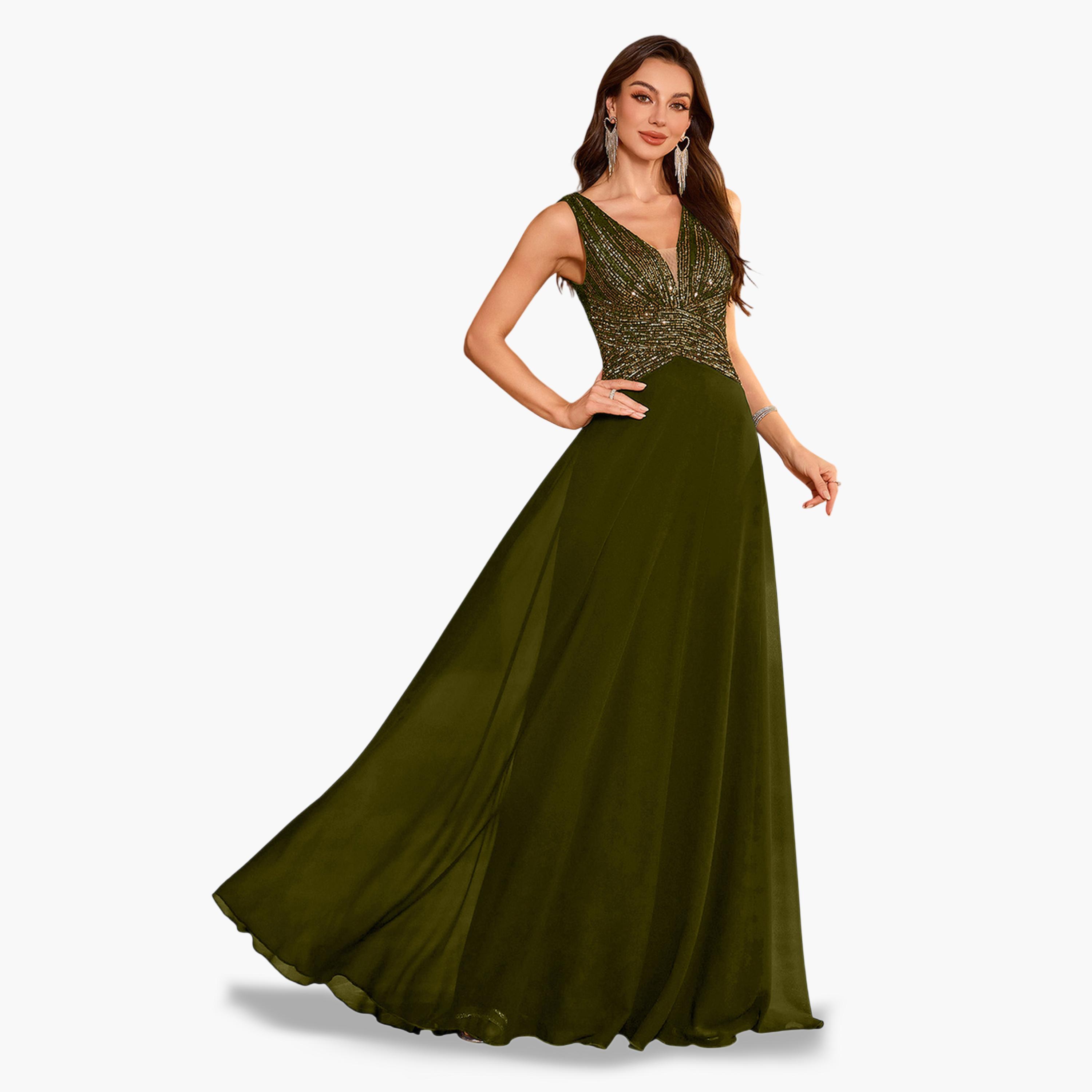 فستان سهرة طويل بحافة واسعة ومنمقة بالترتر-women-clothing-dresses-image-4