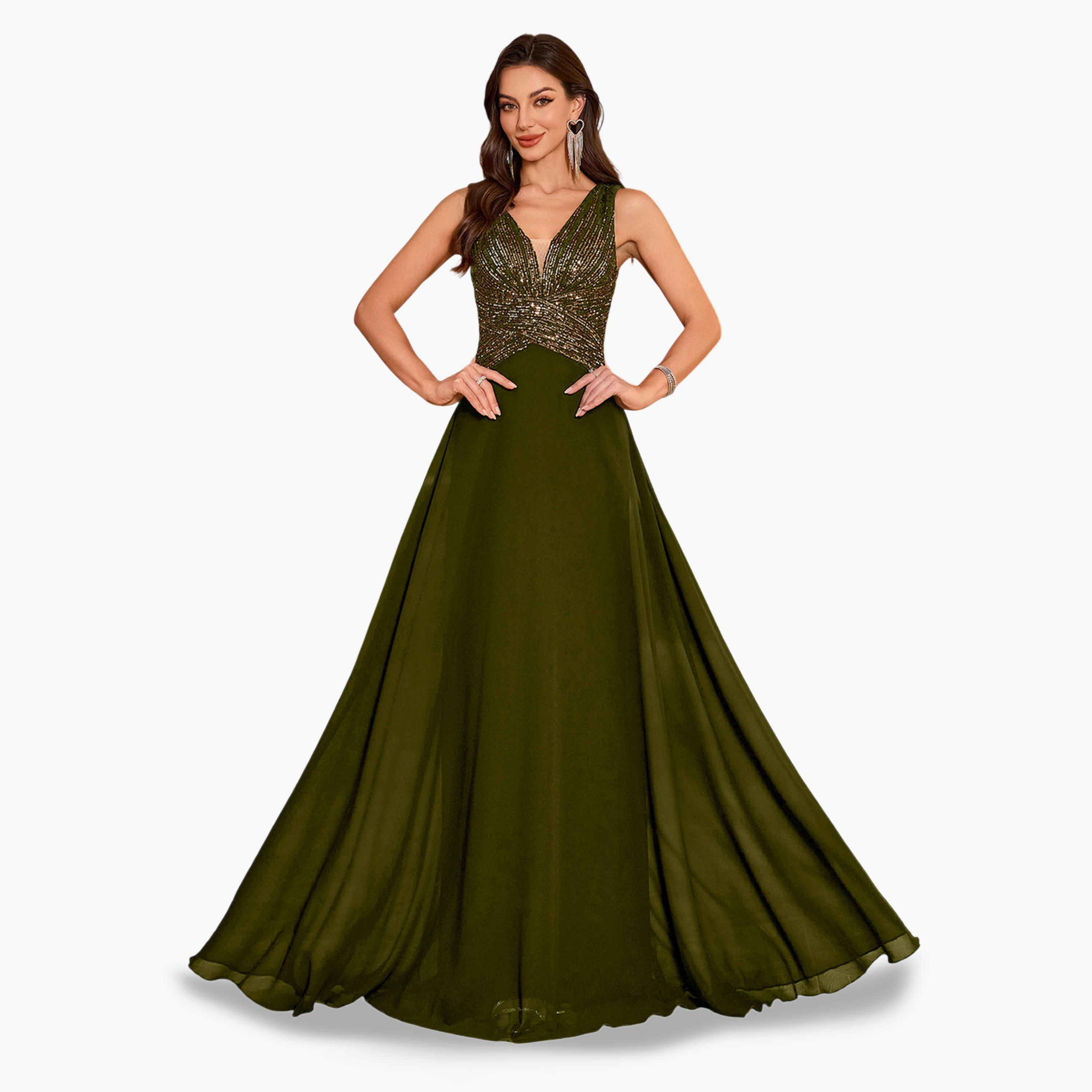 فستان سهرة طويل بحافة واسعة ومنمقة بالترتر-women-clothing-dresses-image-5