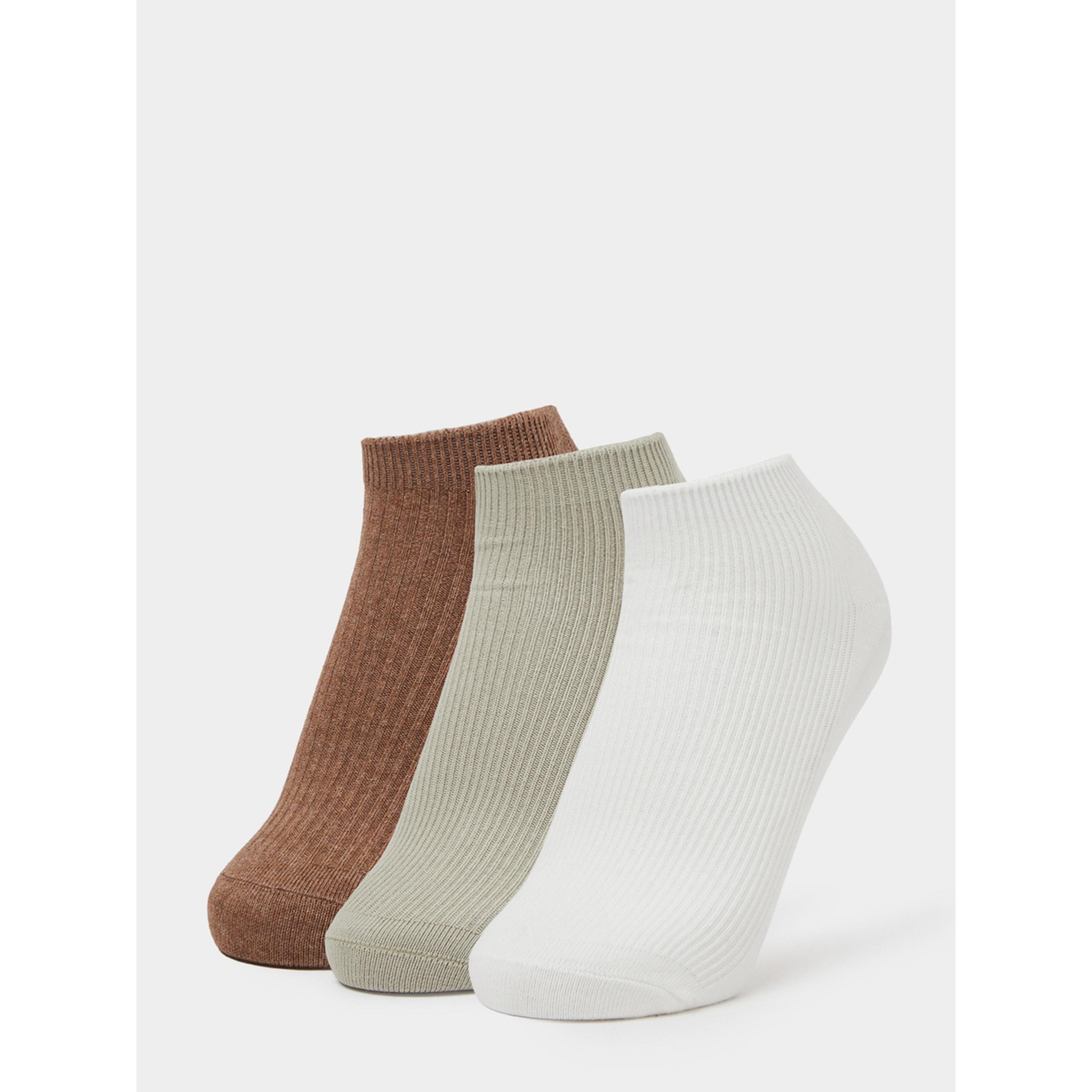 Styli Pack of 3 - Multi-Color Solid Ribbed Ankle Socks-women-socksandstockings-image-1