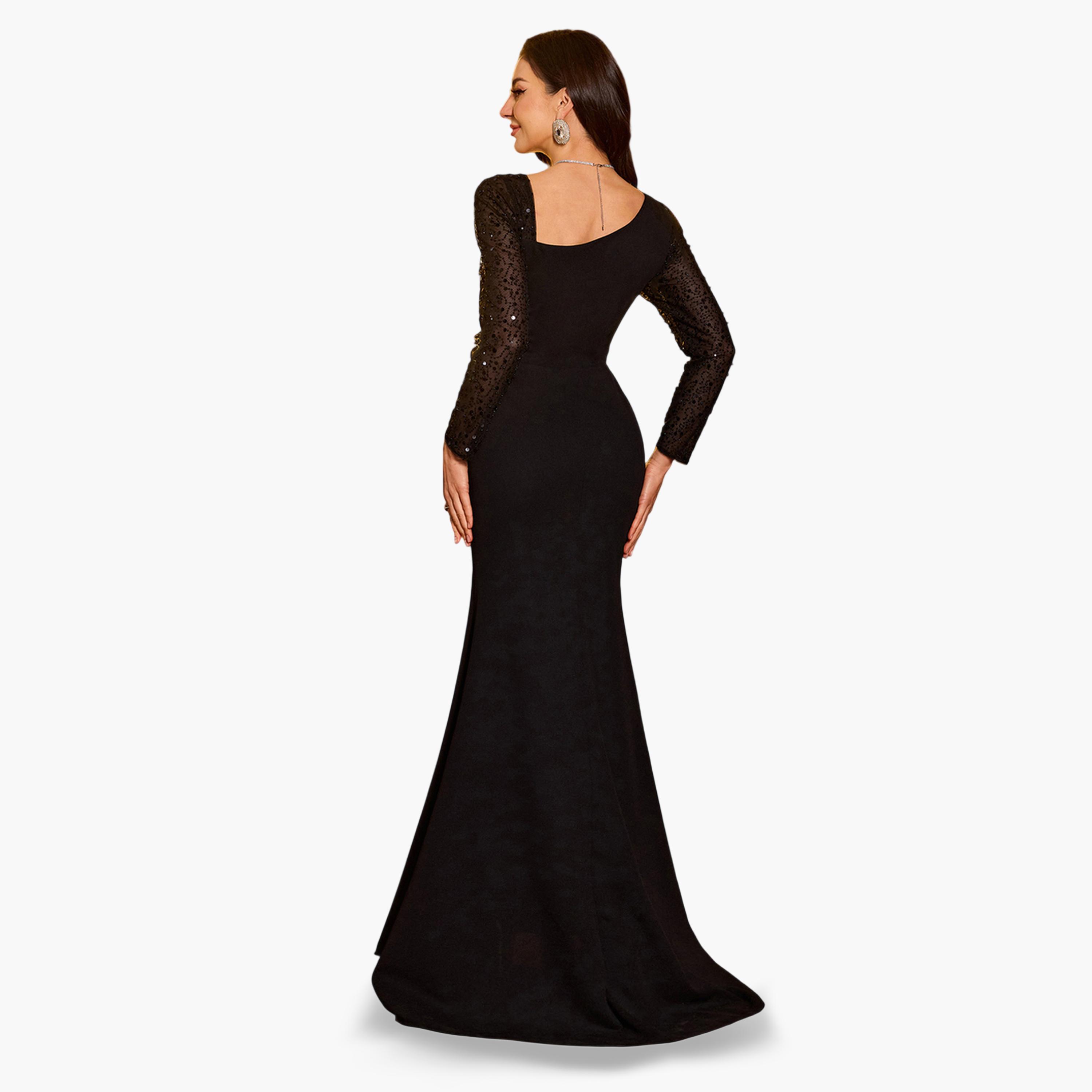 فستان سهرة طويل بأكمام مزينة-women-clothing-dresses-image-5