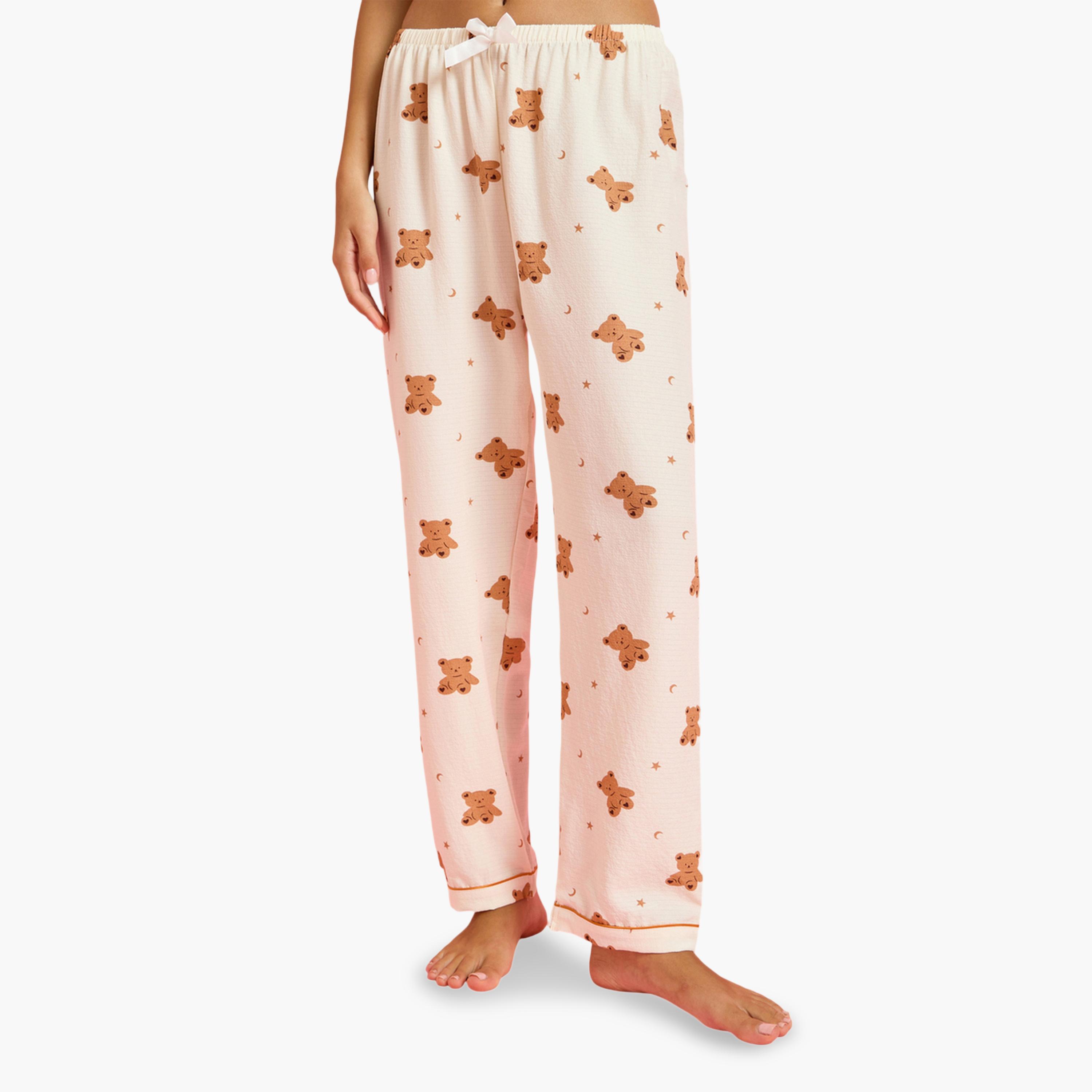 طقم بيجاما من شورت وقميص بطبعة دبدوب 3 قطع-women-clothing-nightwear-pyjamas-longsets-image-7