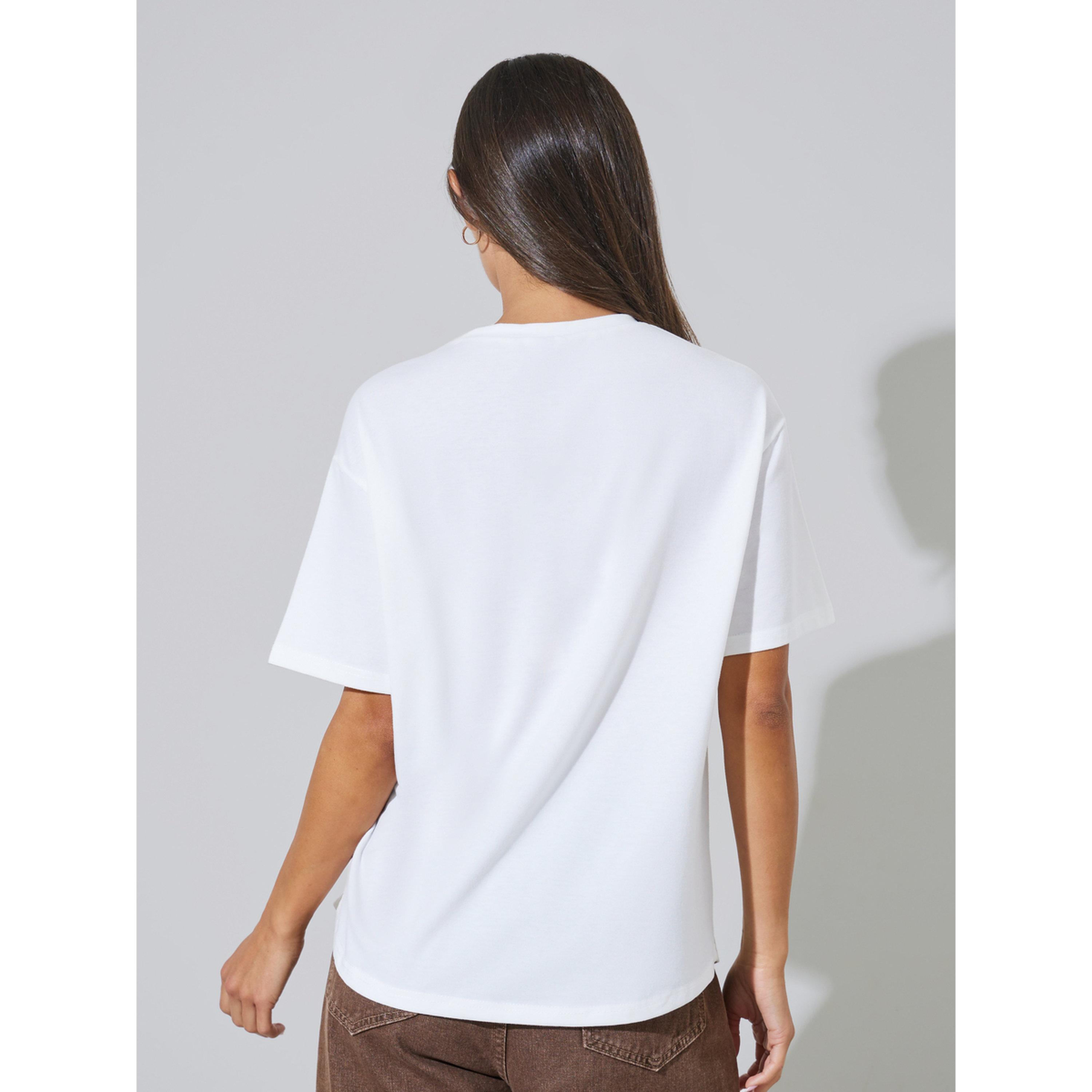 Styli White Solid Side Slit Round Neck Oversized T-Shirt-women-clothing-tshirts-image-3
