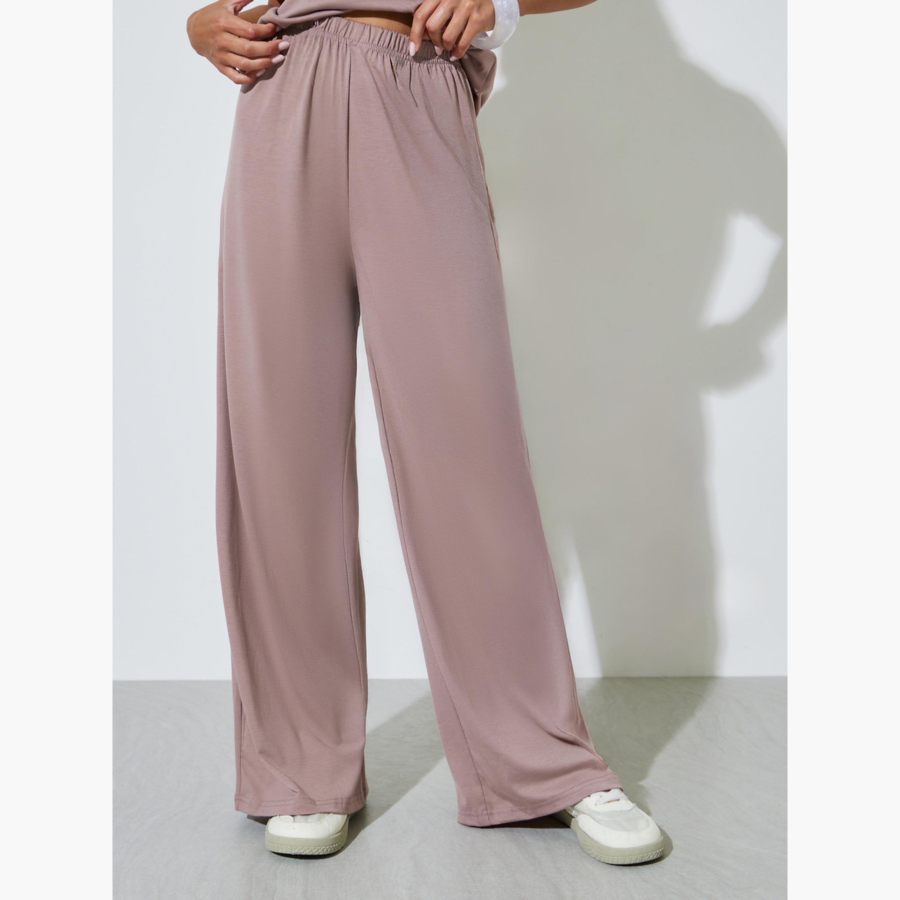 Styli Solid Back Tie Strap Top and Wide Leg Pants Co-Ords-women-clothing-coordsets-image-4