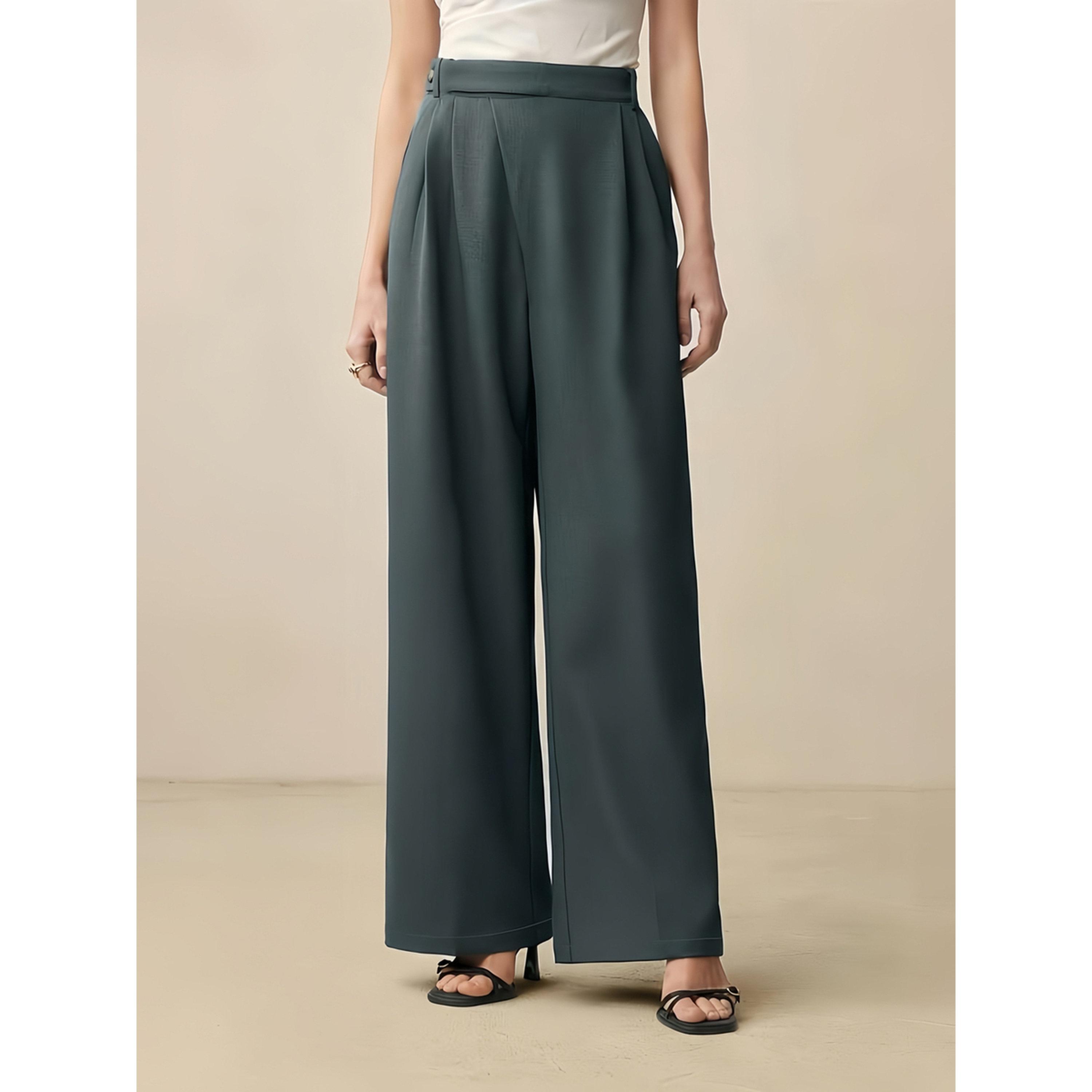 بنطال بكسرات مطوية وأرجل واسعة-women-clothing-joggers-image-1