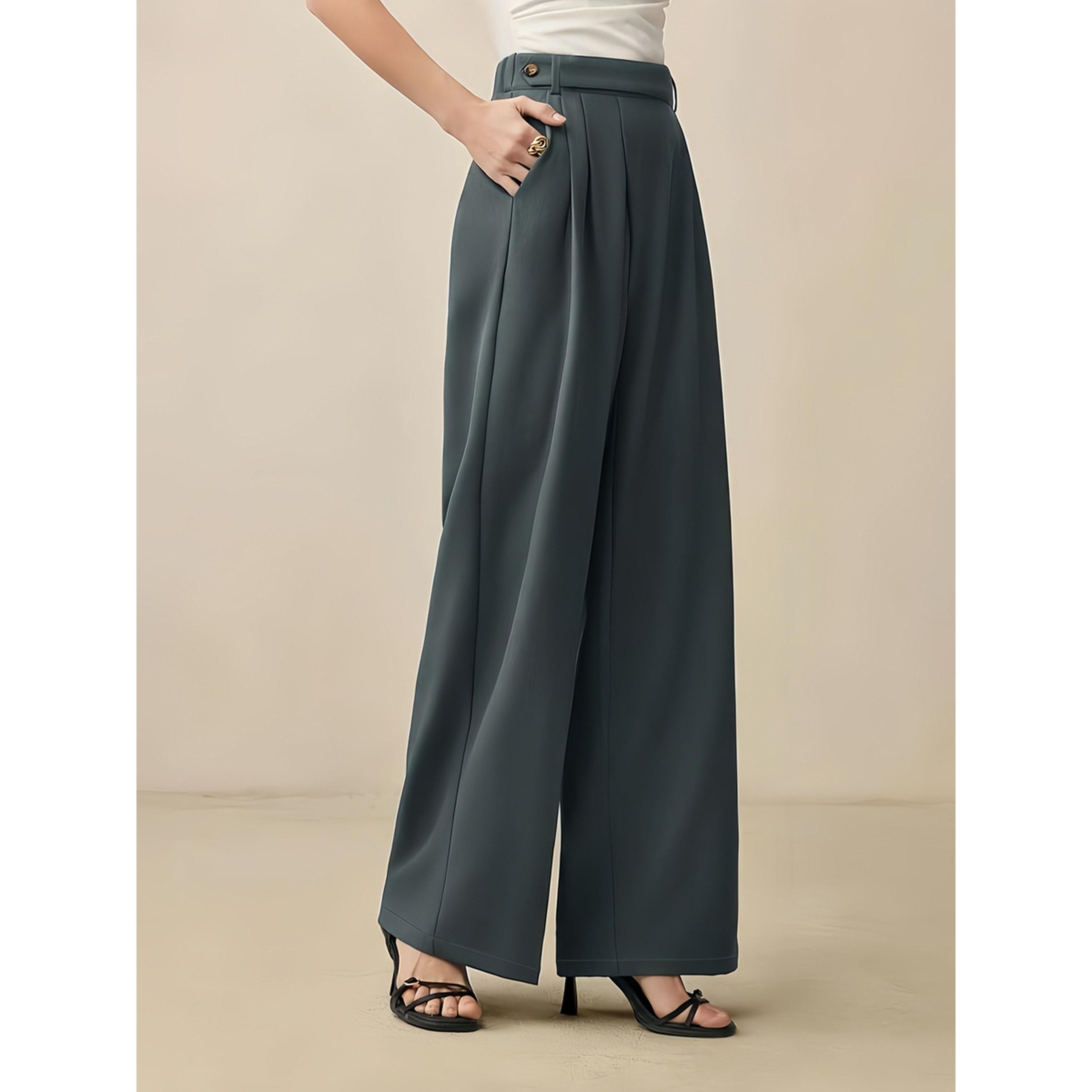 بنطال بكسرات مطوية وأرجل واسعة-women-clothing-joggers-image-6