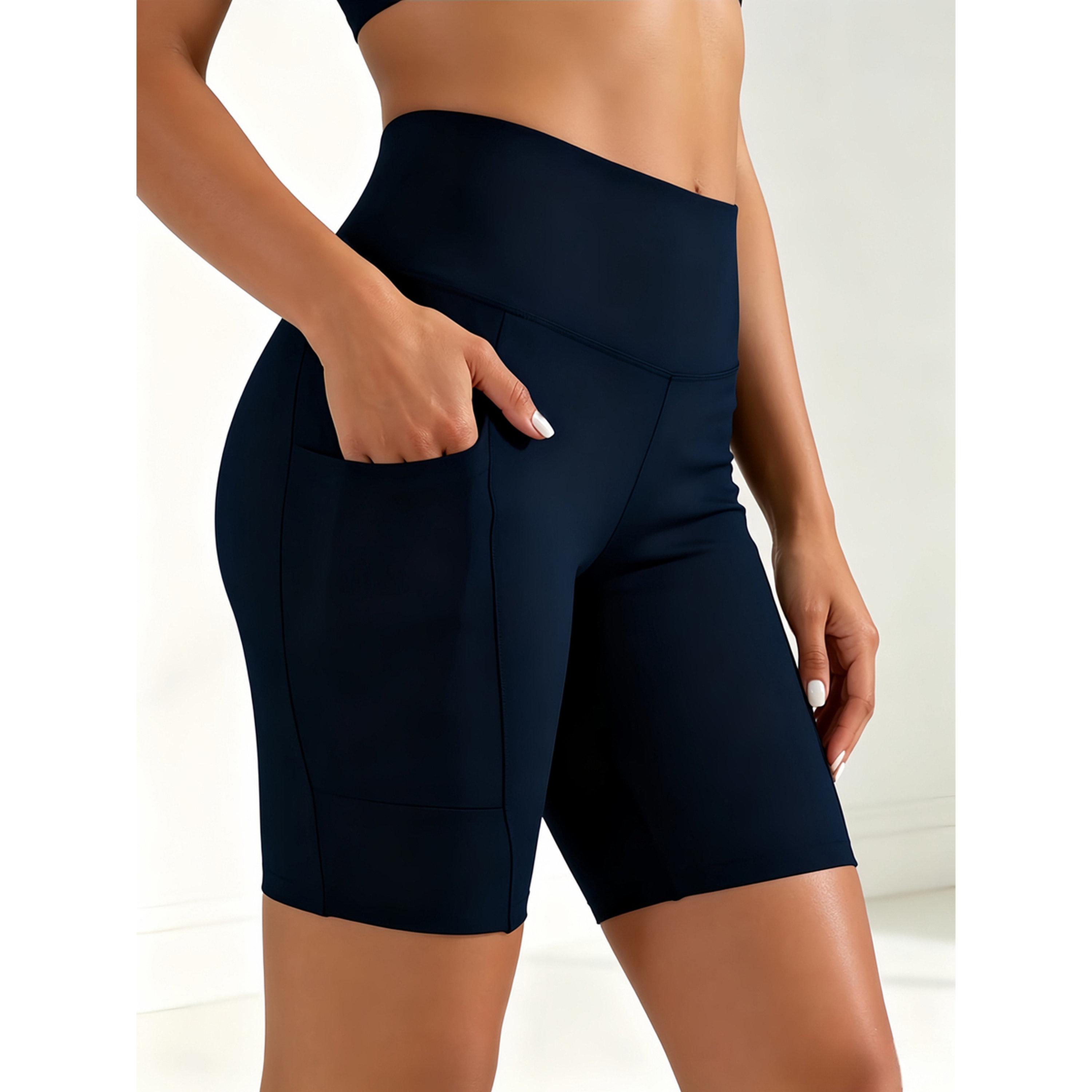 Take Two Solid Short Leggings with Pockets-women-clothing-sportswearandactivewear-activewearshorts-image-2